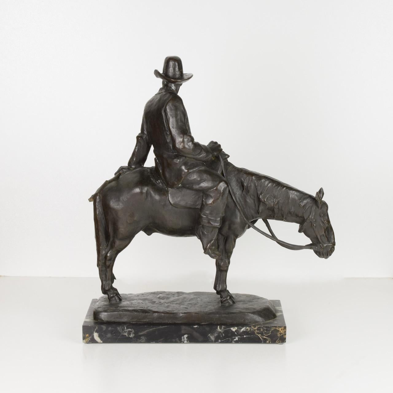 Bronze-Skulptur „Man auf Pferd“ von Giulio Cipriani im Zustand „Hervorragend“ im Angebot in Prato, IT