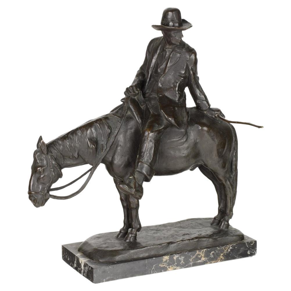 Escultura de bronce "Hombre a caballo" de Giulio Cipriani
