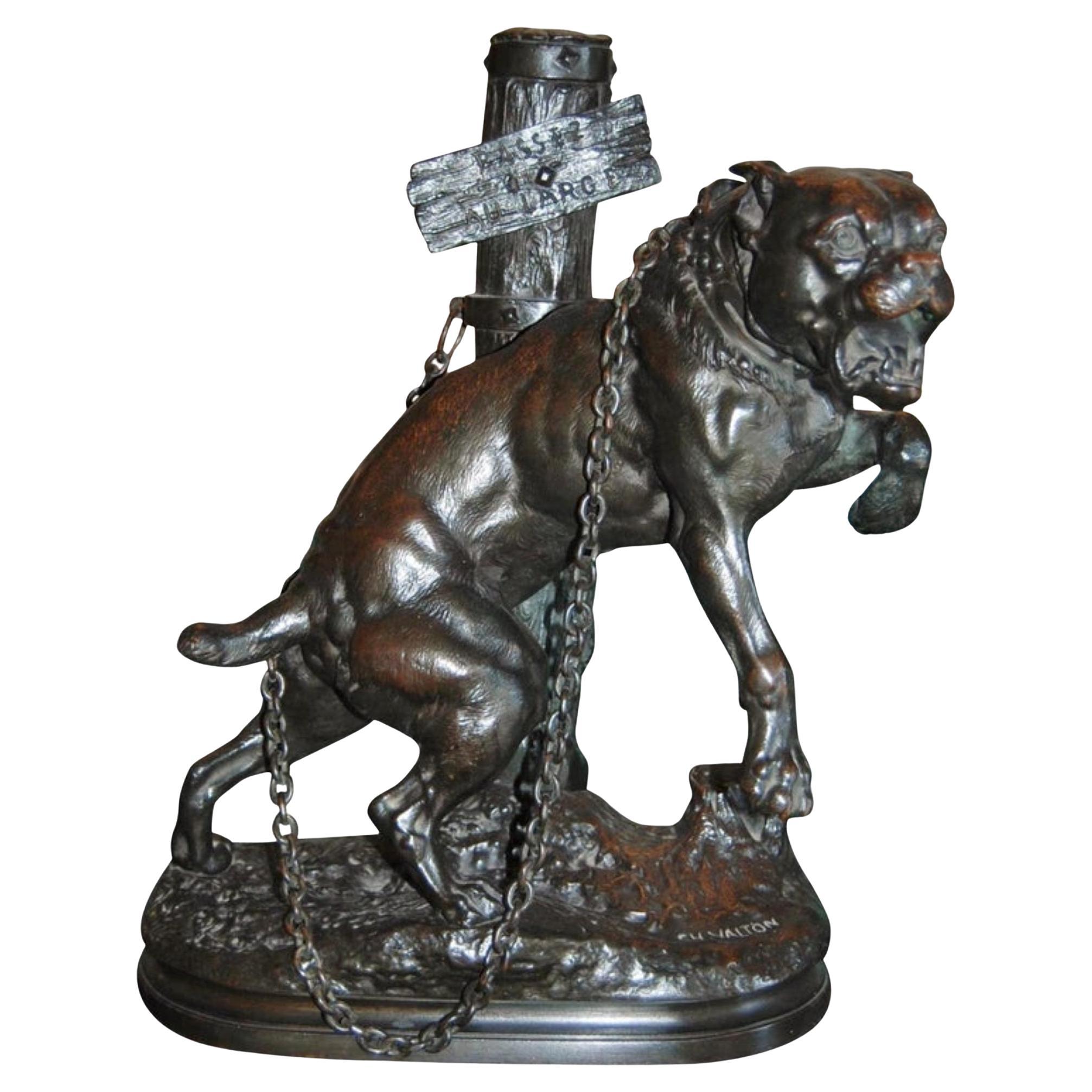 Escultura de Bronce Mastín de Charles Valton Perro Estatua de Bronce Animalier Antigüedades