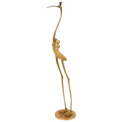 Bronze, Mercury Gilding, Figure of a Flamingo, Gabriella Crespi Style 1960s
