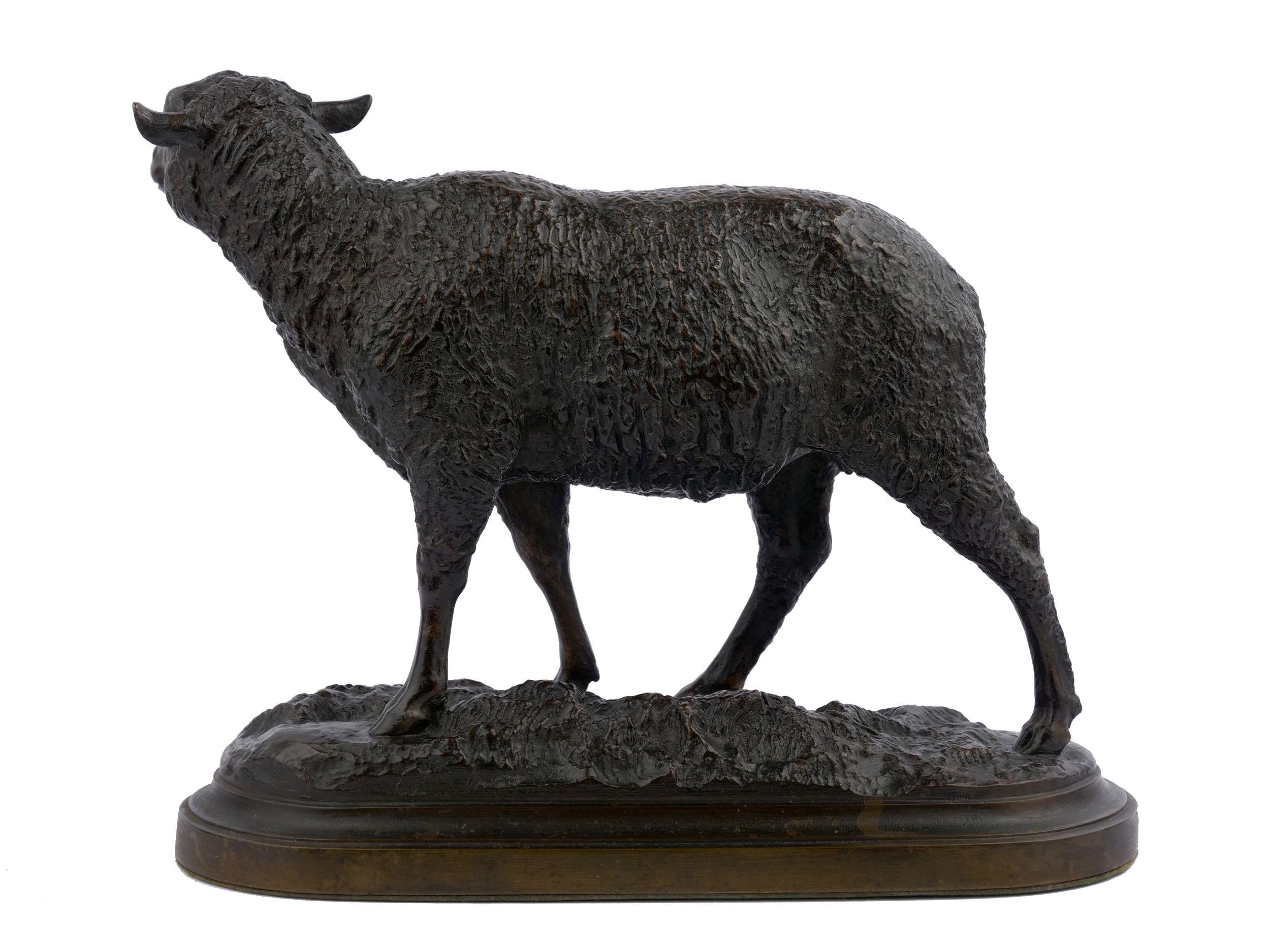 French Bronze Sculpture “Merino Ewe” by Isidore Bonheur & Peyrol Foundry