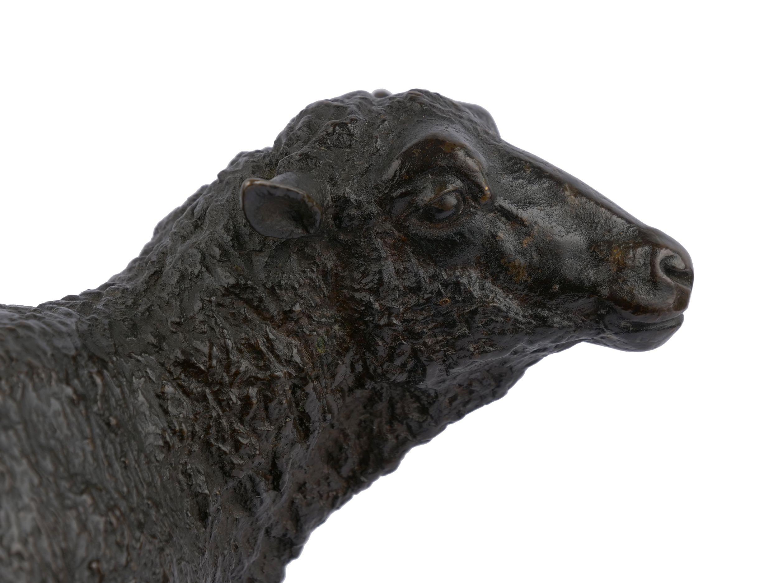 Bronze Sculpture “Merino Ewe” by Isidore Bonheur & Peyrol Foundry 3