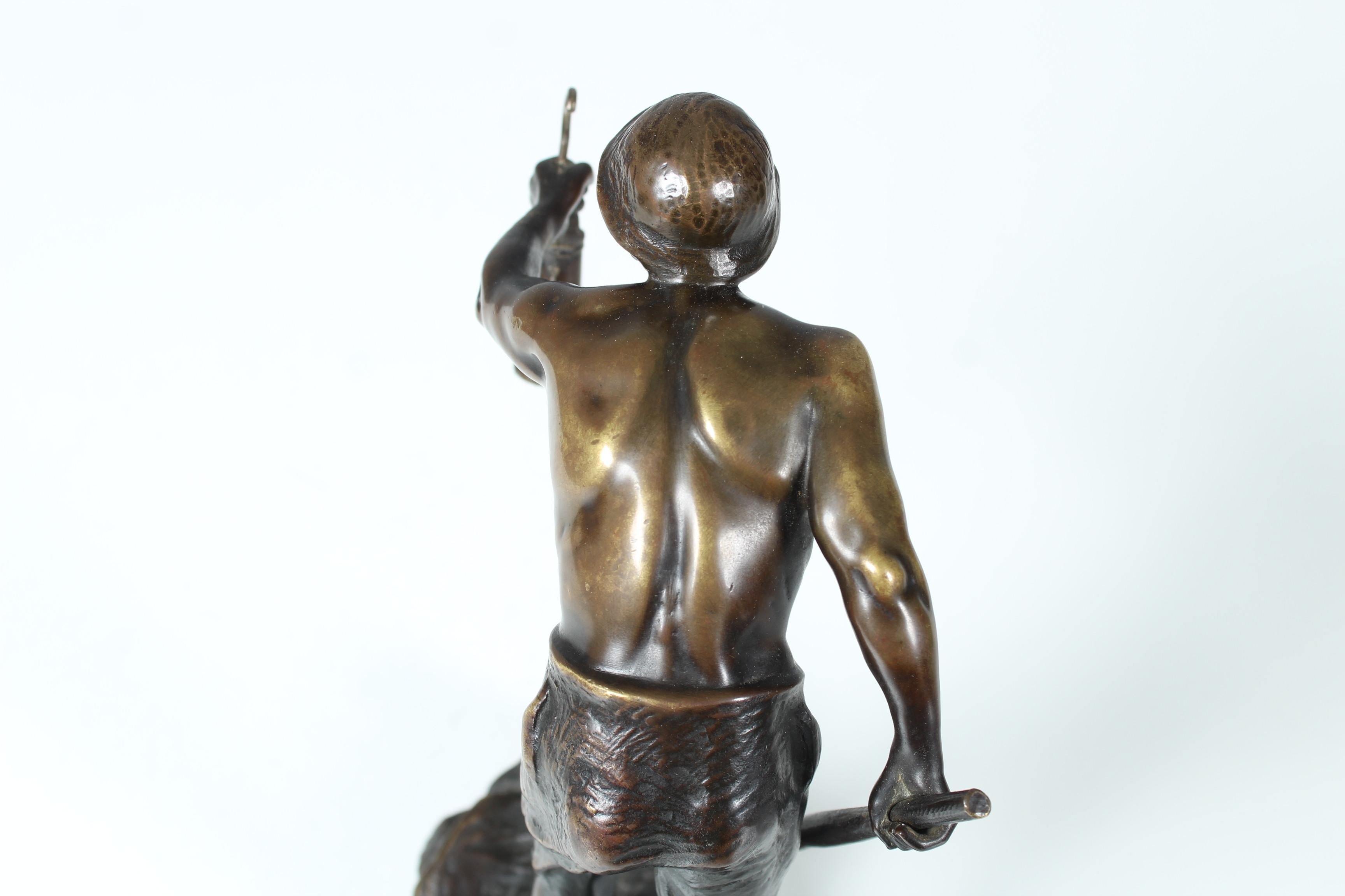 Sculpture en bronze, signée par l'artiste « W. Warmuth », évaluateur d' météorologique, Miner en vente 1