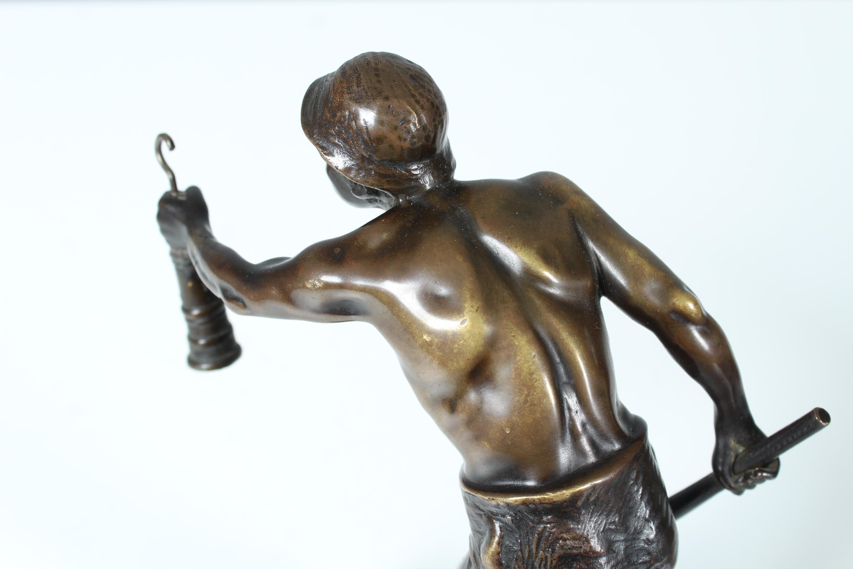 Sculpture en bronze, signée par l'artiste « W. Warmuth », évaluateur d' météorologique, Miner en vente 3