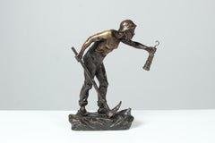 Bronze Sculpture, Signed By The Artist "W. Warmuth", Weather Examiner, Miner