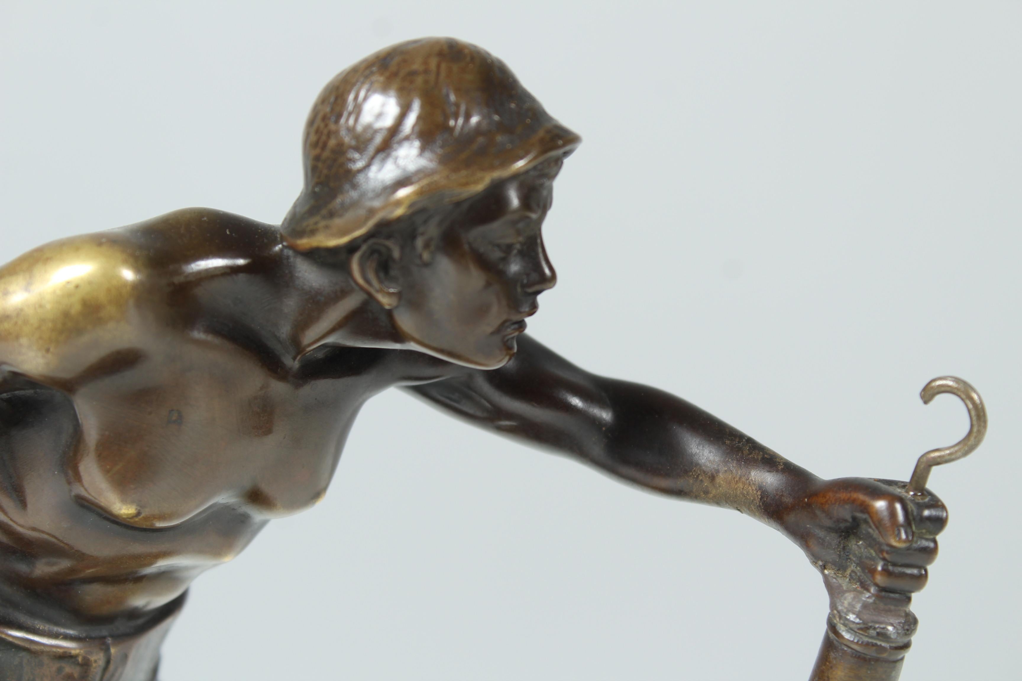 Début du 20ème siècle Sculpture en bronze, signée par l'artiste « W. Warmuth », évaluateur d' météorologique, Miner en vente