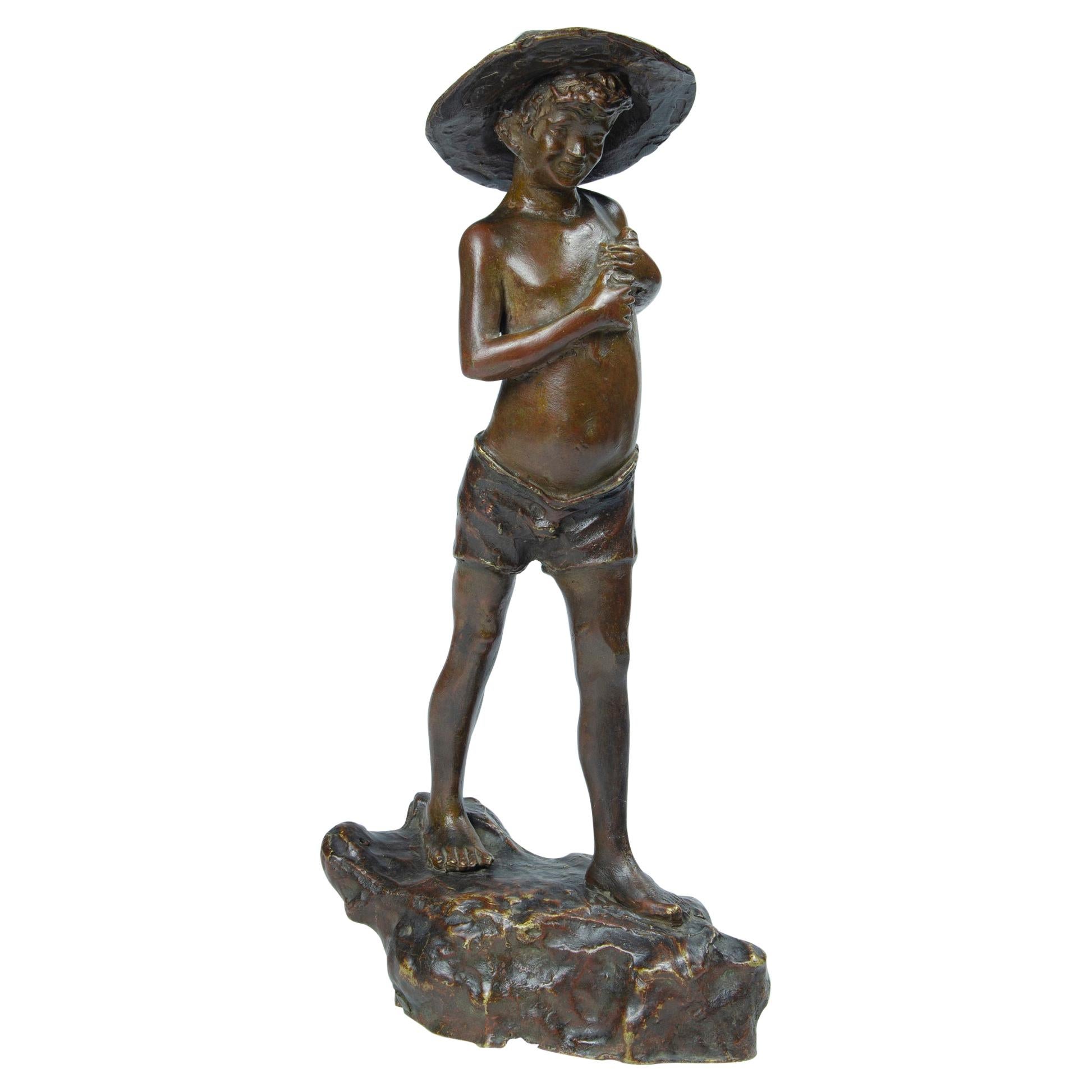 Escultura de Bronce Motivo Pescador