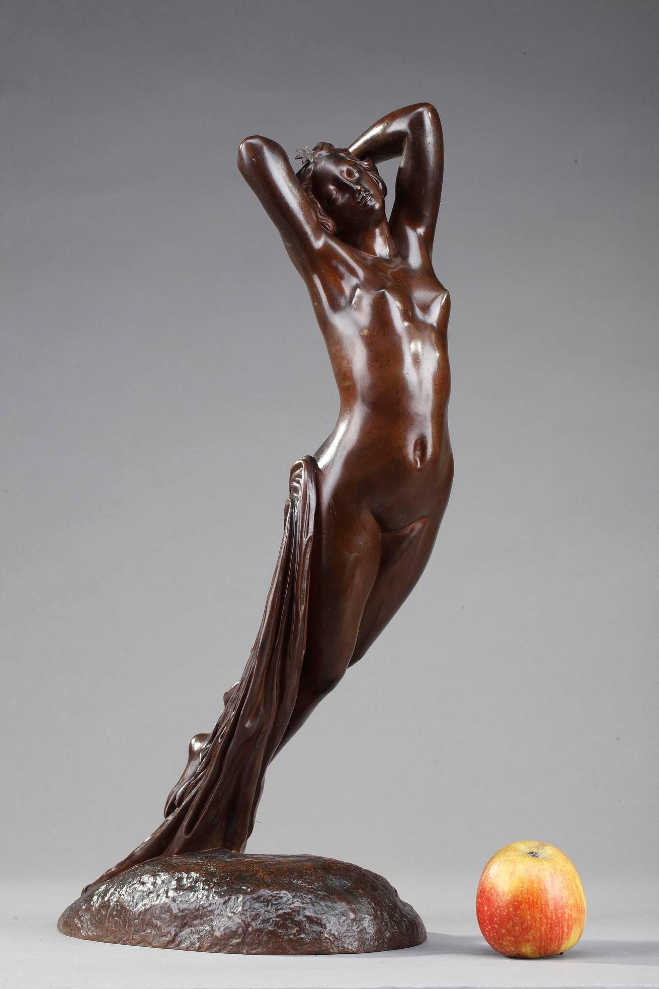 Art Nouveau Bronze Sculpture Nocturne by Édouard Louis Collet