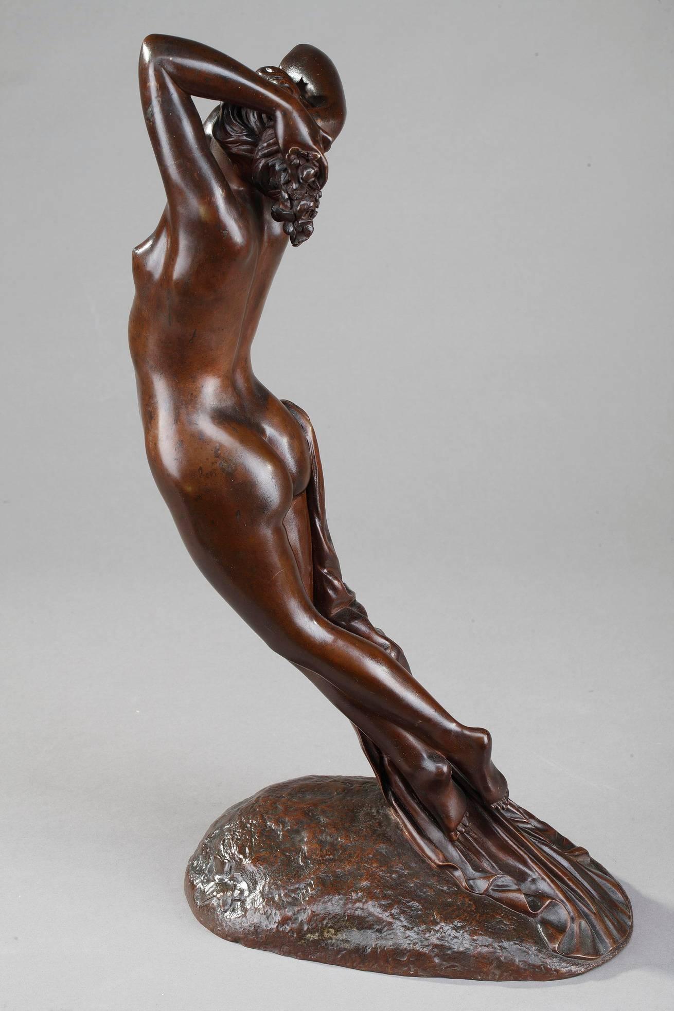 French Bronze Sculpture Nocturne by Édouard Louis Collet