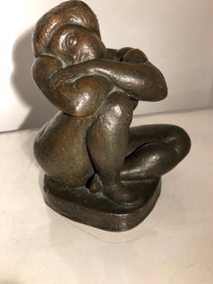 Bronze Sculpture "Nu Accroupi” Manolo 'Manuel Martinez Hugue' Spain, circa 1920s