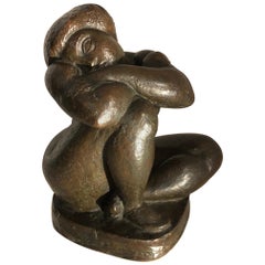 Bronze Sculpture "Nu Accroupi” Manolo 'Manuel Martinez Hugue' Spain, circa 1920s