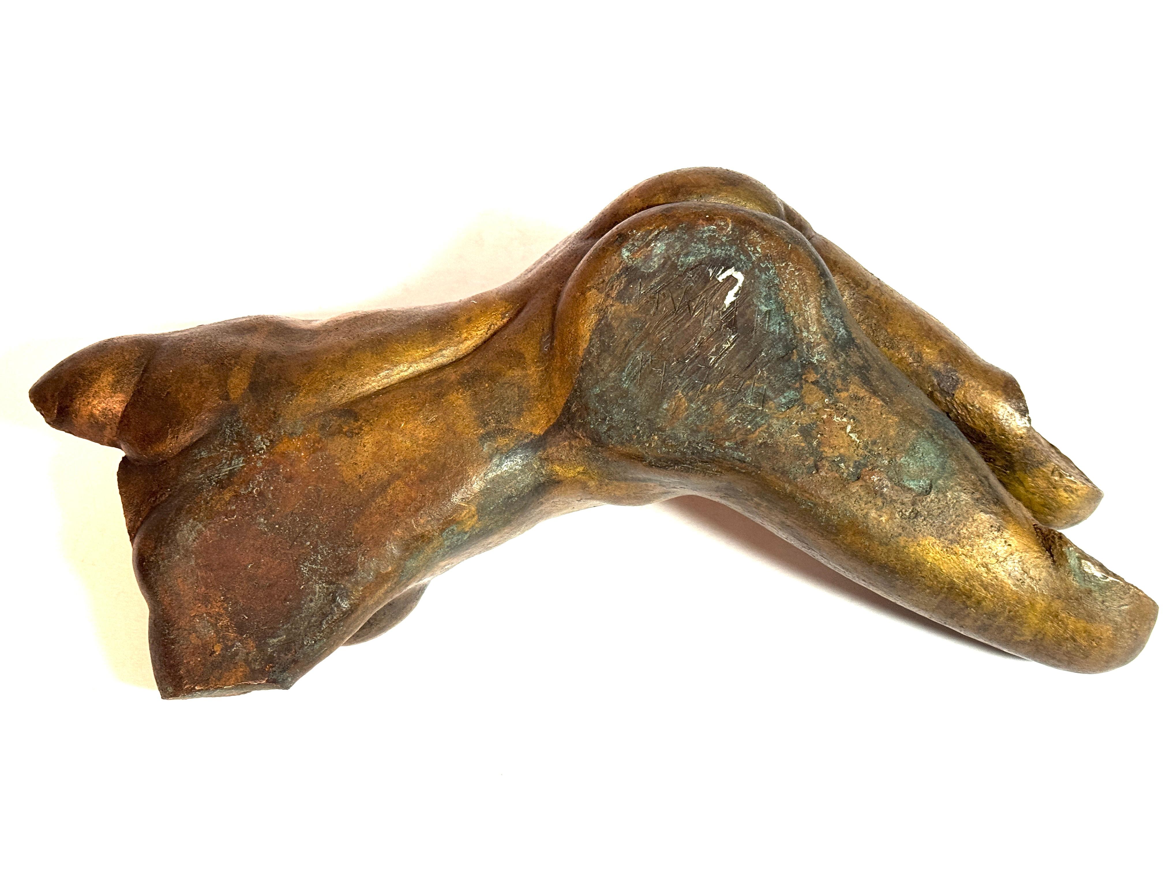 Scultura in bronzo Torso femminile nudo e reclinato Firmato 