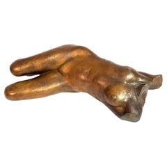 Sculpture en bronze d'un torse de femme nue allongée signée H. Will (1977/79)