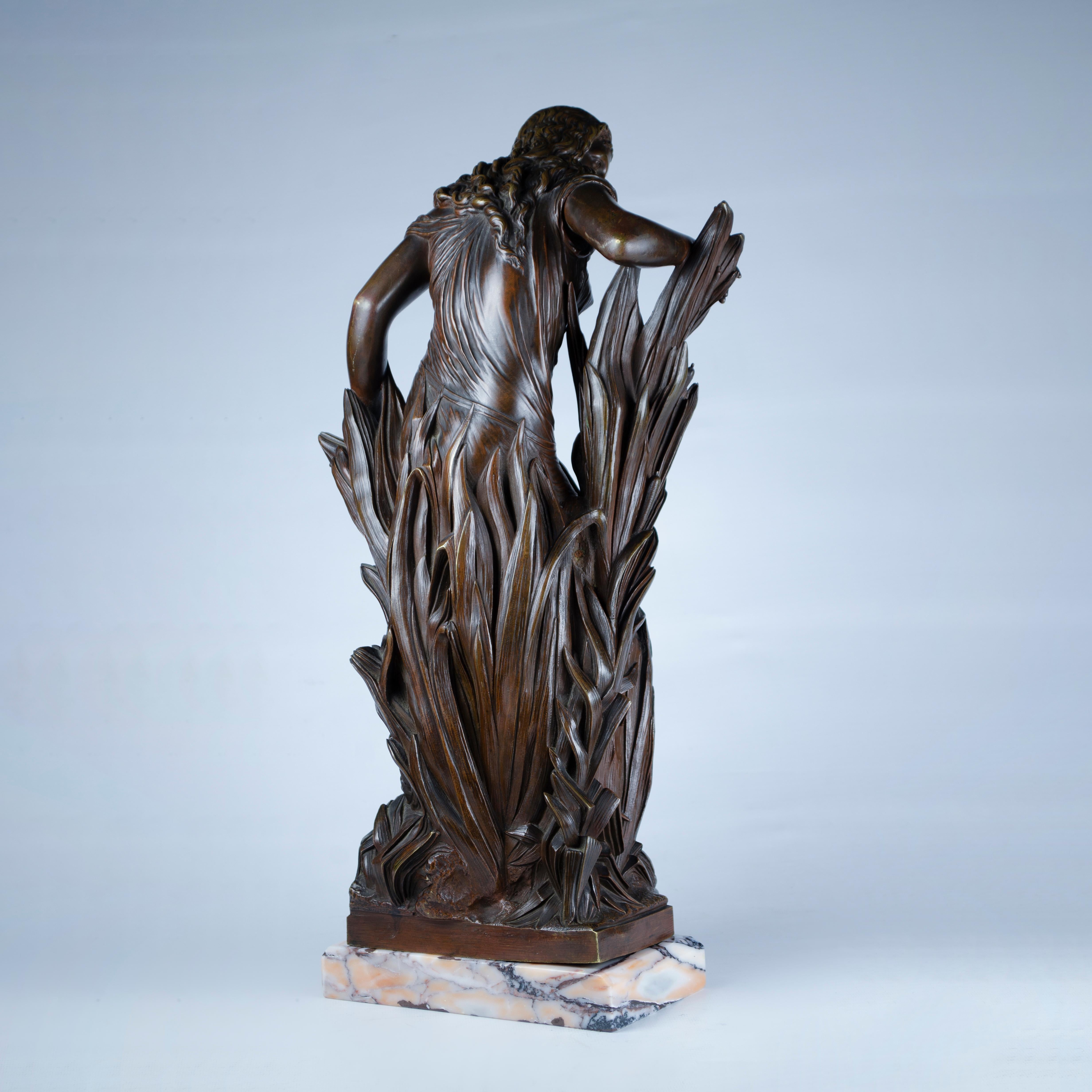 Art nouveau Sculpture en bronze Nymphe dans les roseaux d'Albert-Ernest Carrier-Belleuse en vente