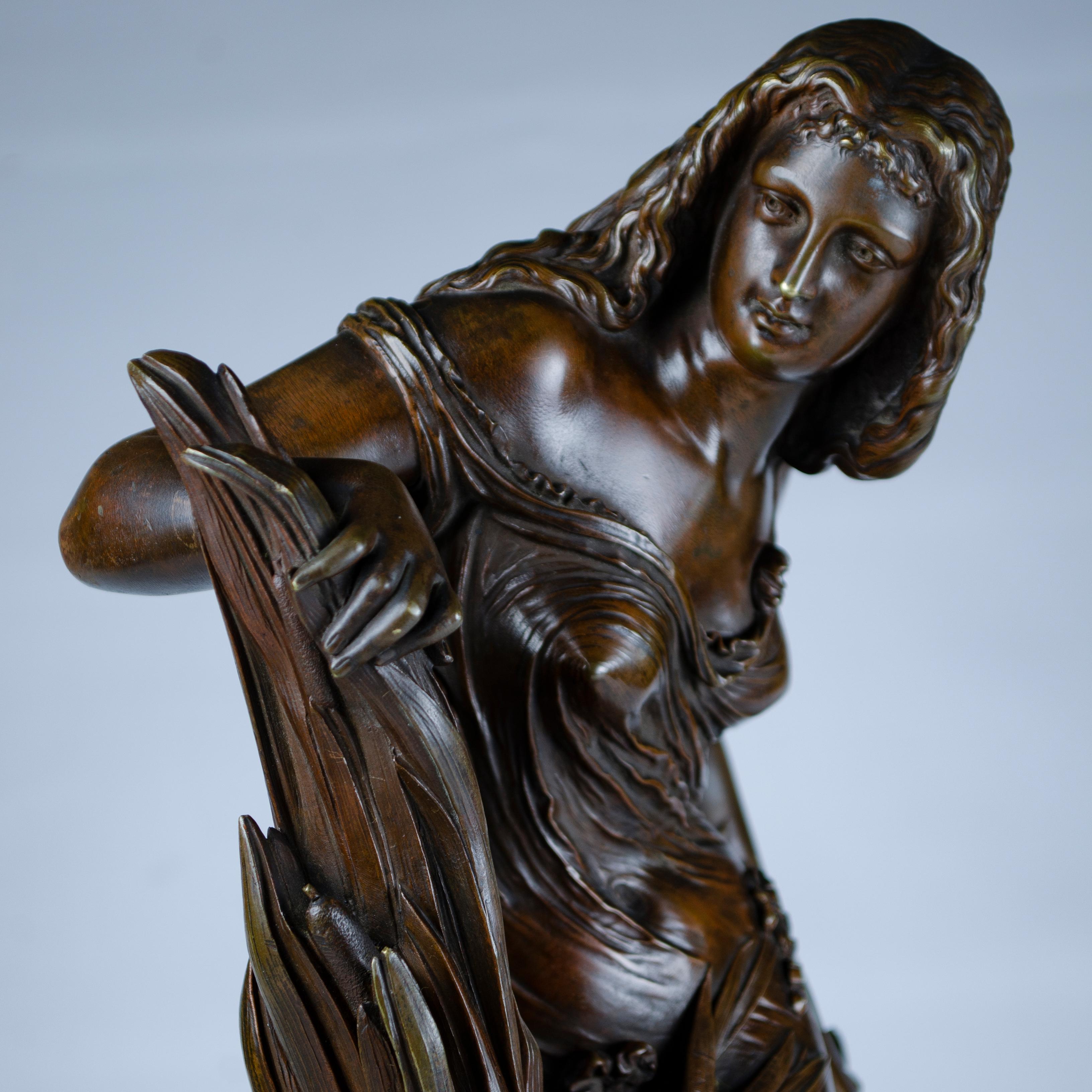 Moulage Sculpture en bronze Nymphe dans les roseaux d'Albert-Ernest Carrier-Belleuse en vente