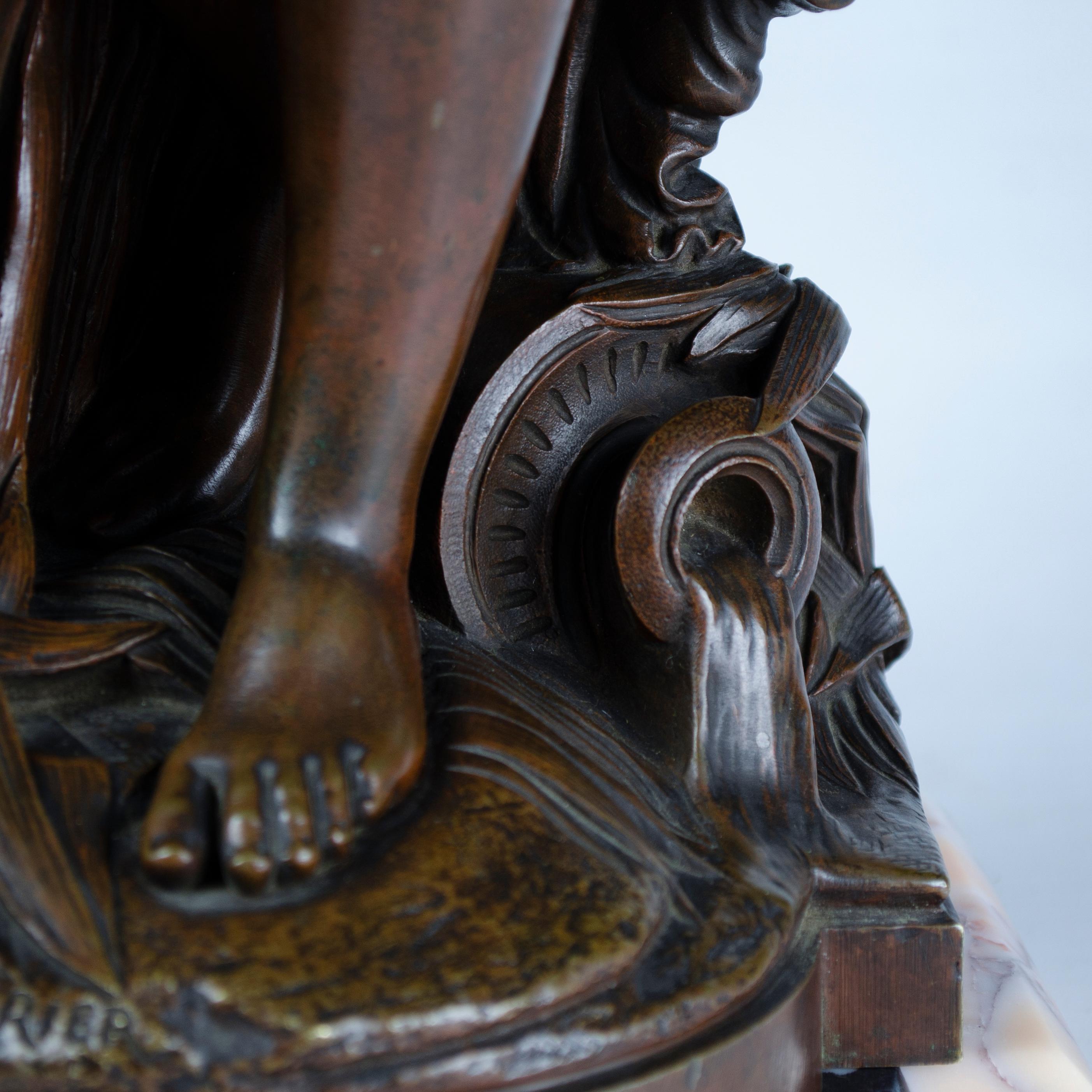 Bronze Sculpture en bronze Nymphe dans les roseaux d'Albert-Ernest Carrier-Belleuse en vente
