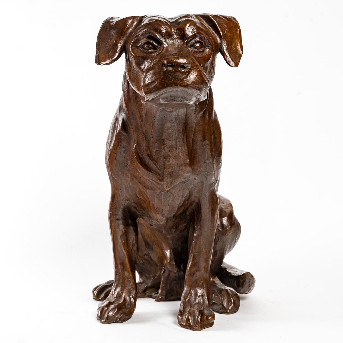 French Bronze Sculpture of a Border Terrier by Adrien David