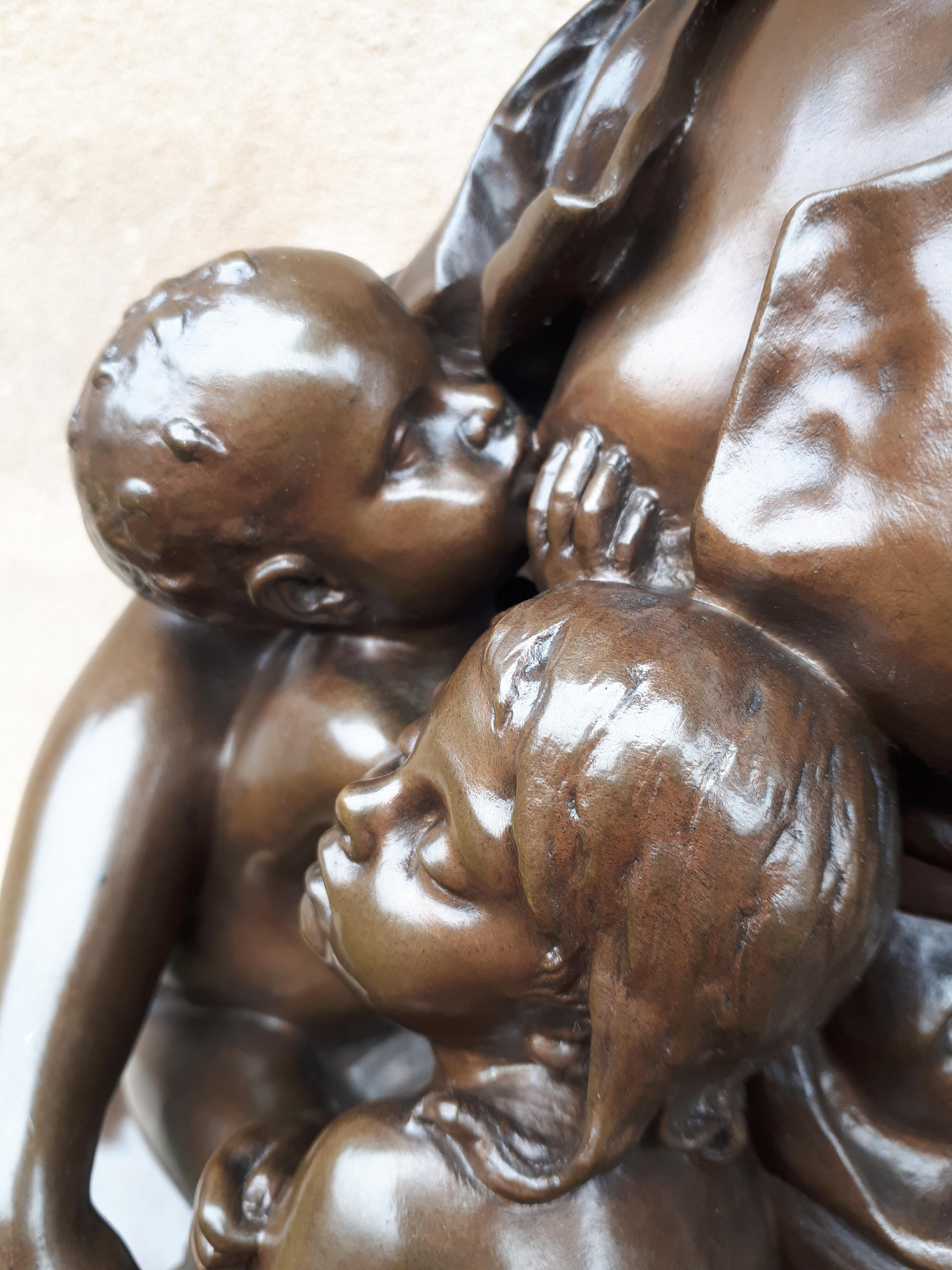 Bronze Sculpture Of A Breastfeeding Mother, By Paul Dubois For Sale 5
