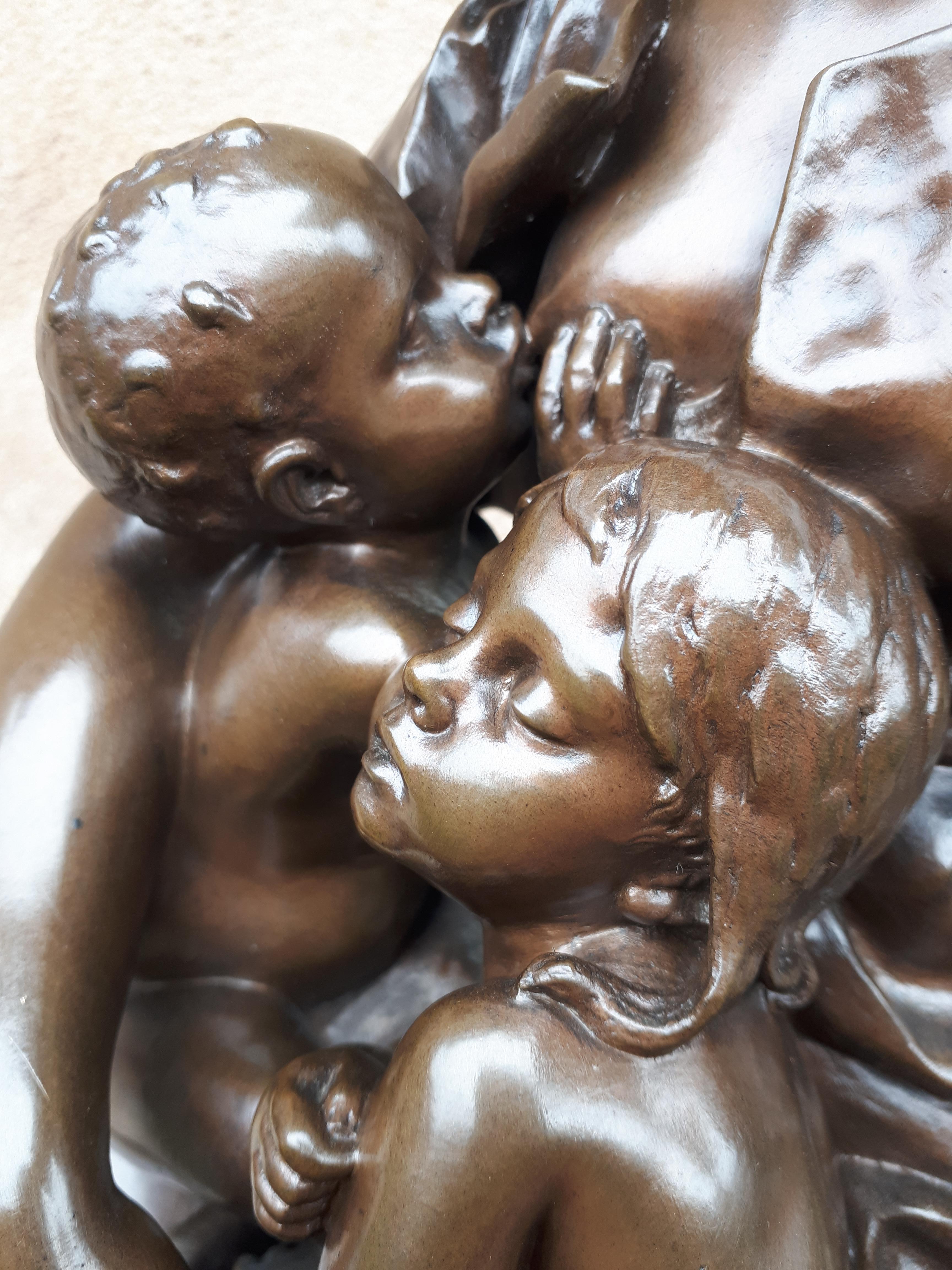 Bronze Sculpture Of A Breastfeeding Mother, By Paul Dubois For Sale 8