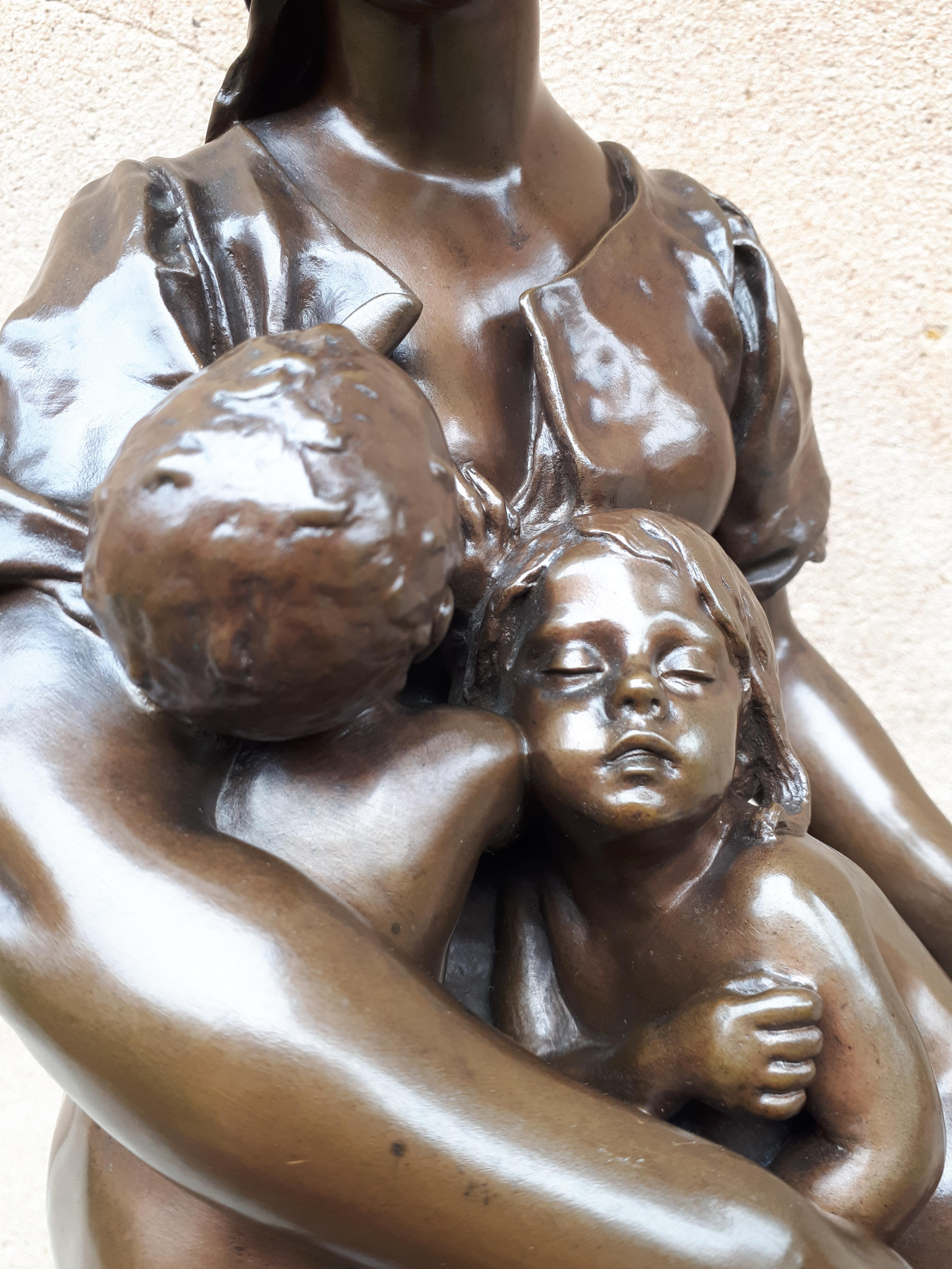 Bronze Sculpture Of A Breastfeeding Mother, By Paul Dubois For Sale 11