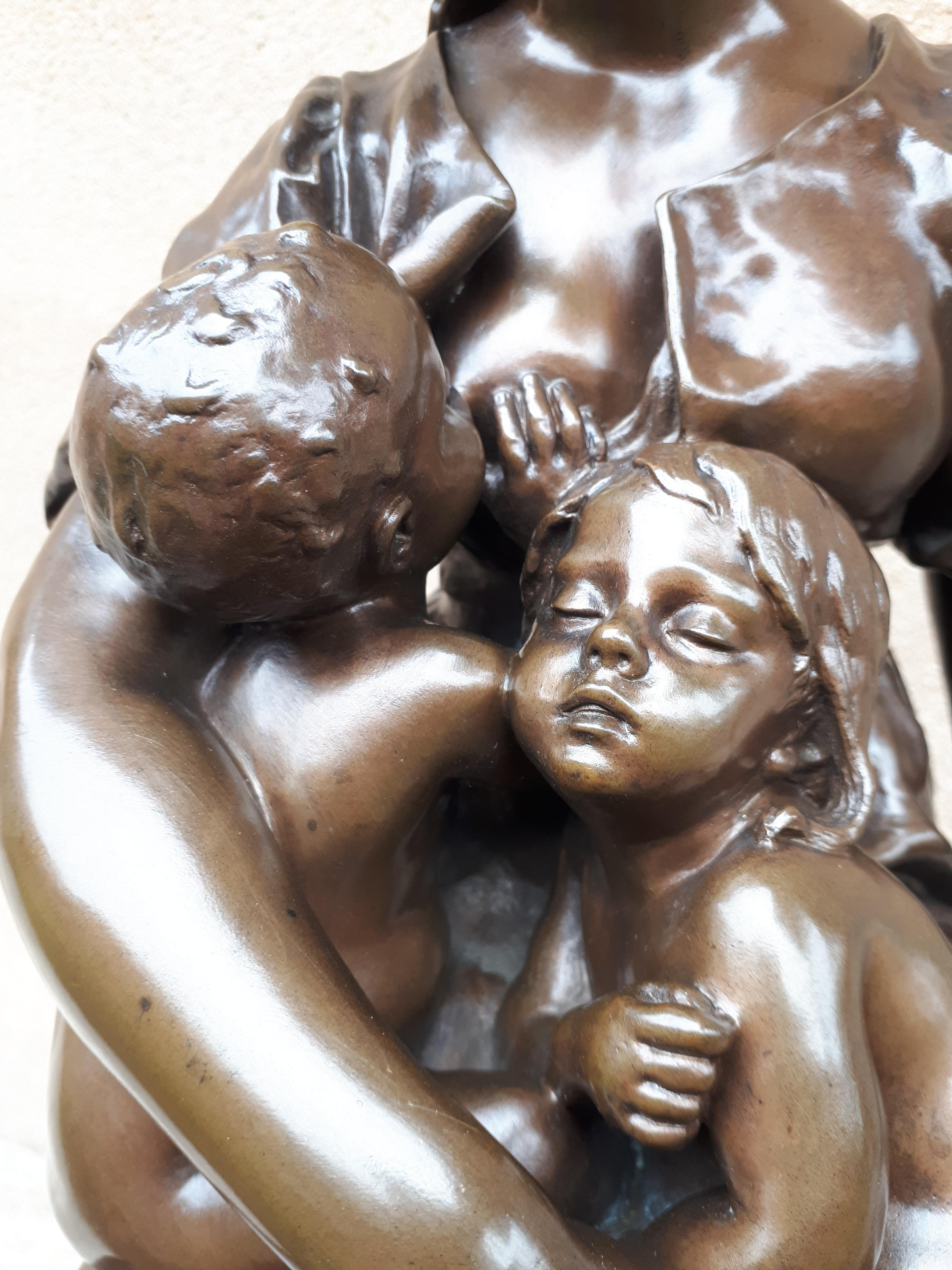 Bronze Sculpture Of A Breastfeeding Mother, By Paul Dubois For Sale 12