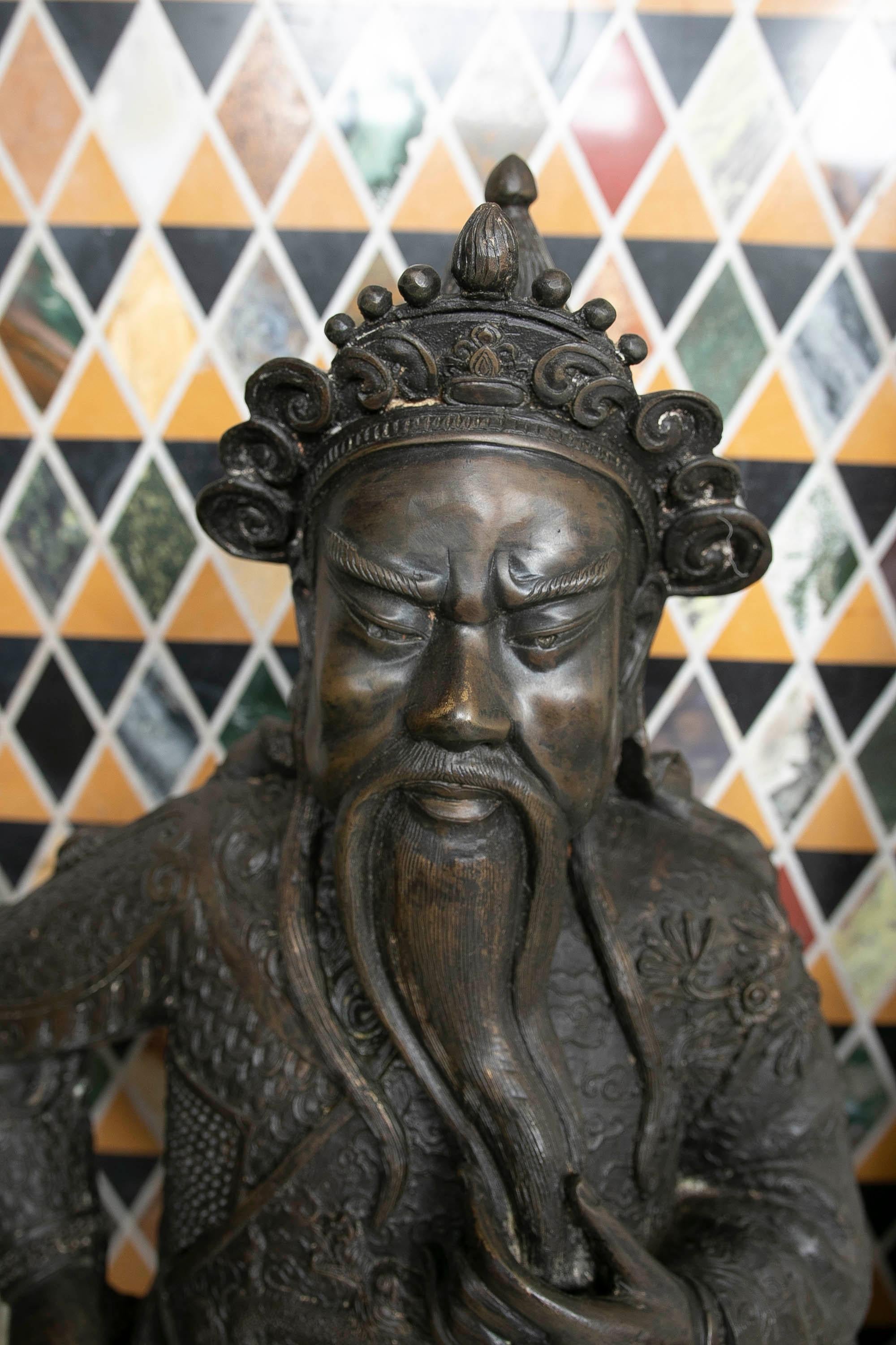 Bronze Sculpture of a Buddhist Monk For Sale 1
