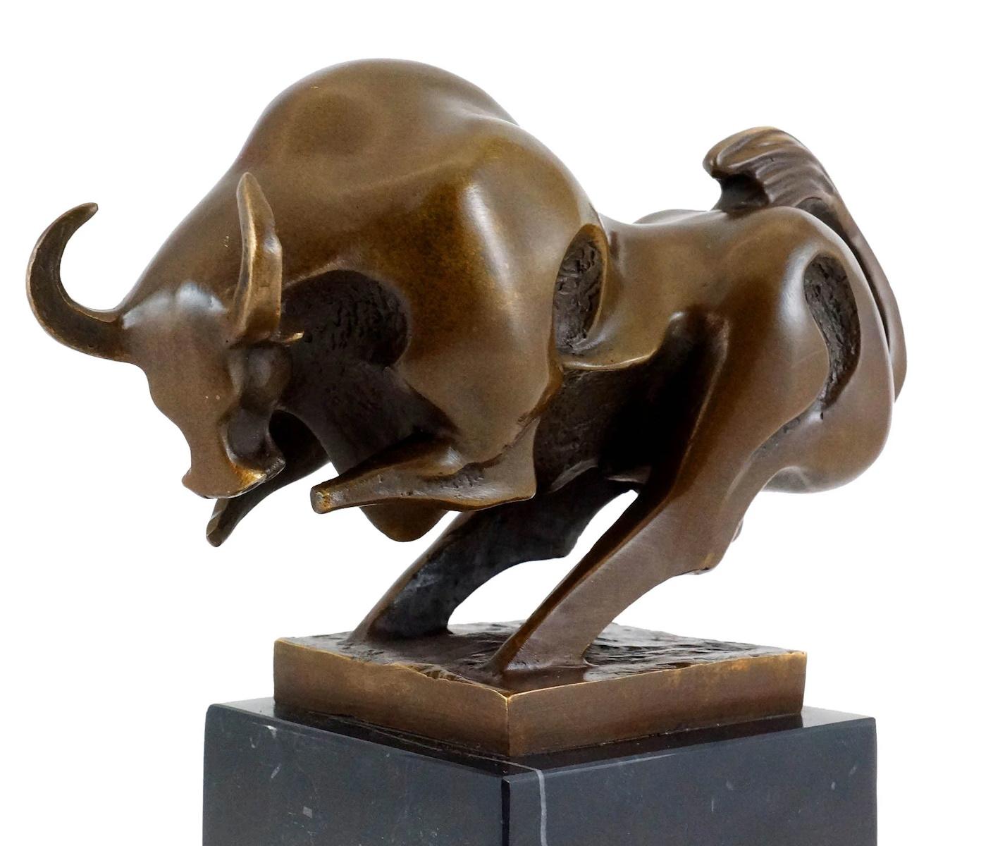French Bronze Sculpture of a Bull in Motion, 20th Century. For Sale