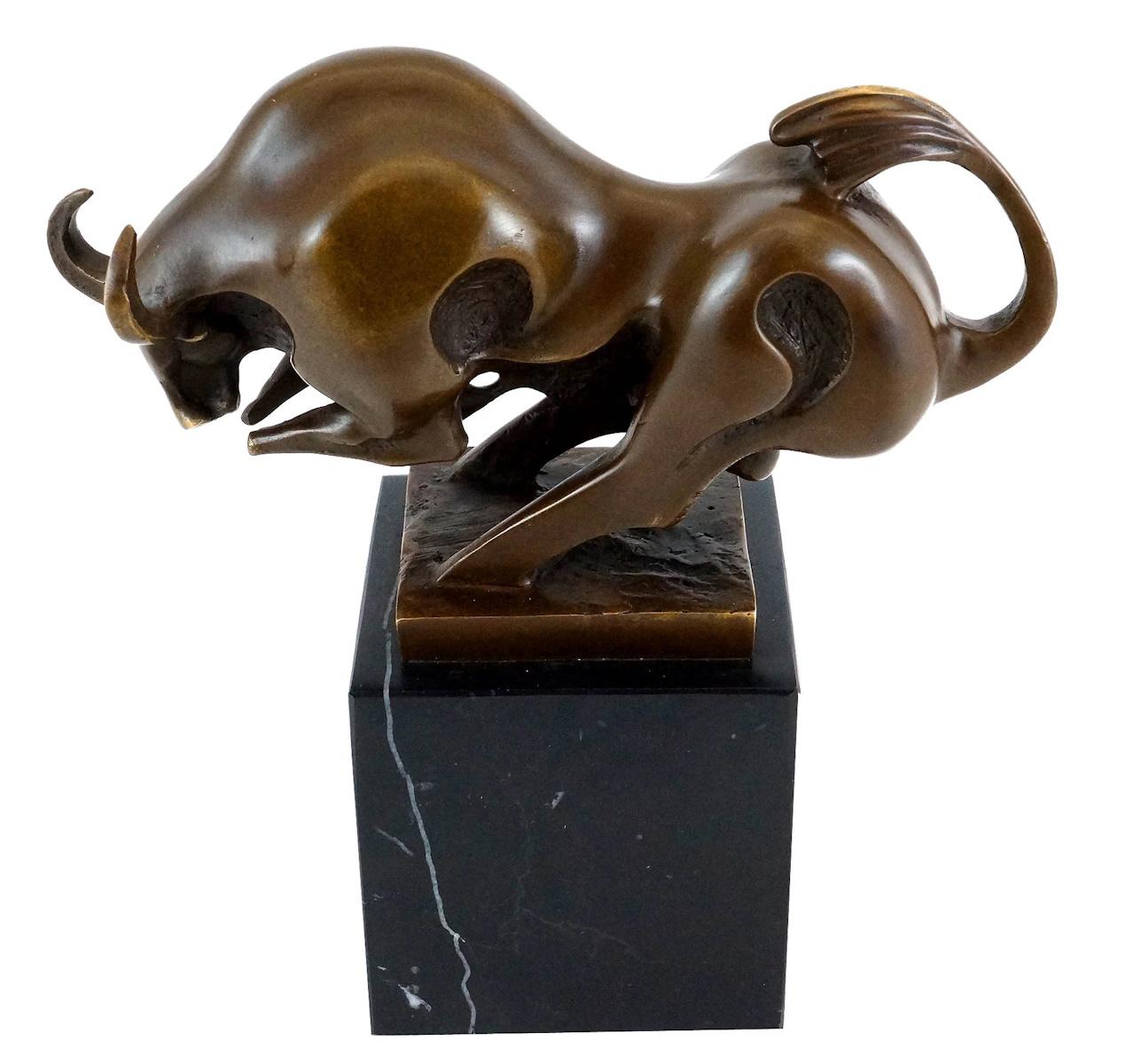 Bronze Sculpture of a Bull in Motion, 20th Century. For Sale 3