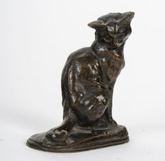 Bronze Sculpture of a Cat by Emmanuel Fremiet, 19th Century.