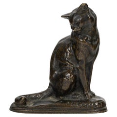 Bronze Sculpture of a Cat by Emmanuel Fremiet, 19th Century.