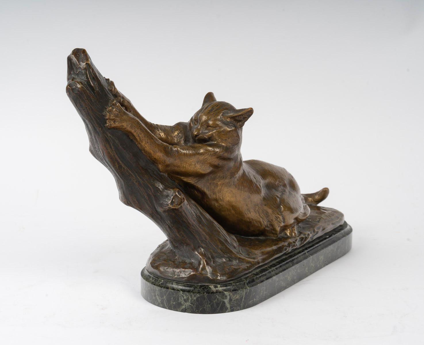 Napoleone III Scultura in bronzo di un gatto di Louis Riché, inizio del XX secolo. in vendita