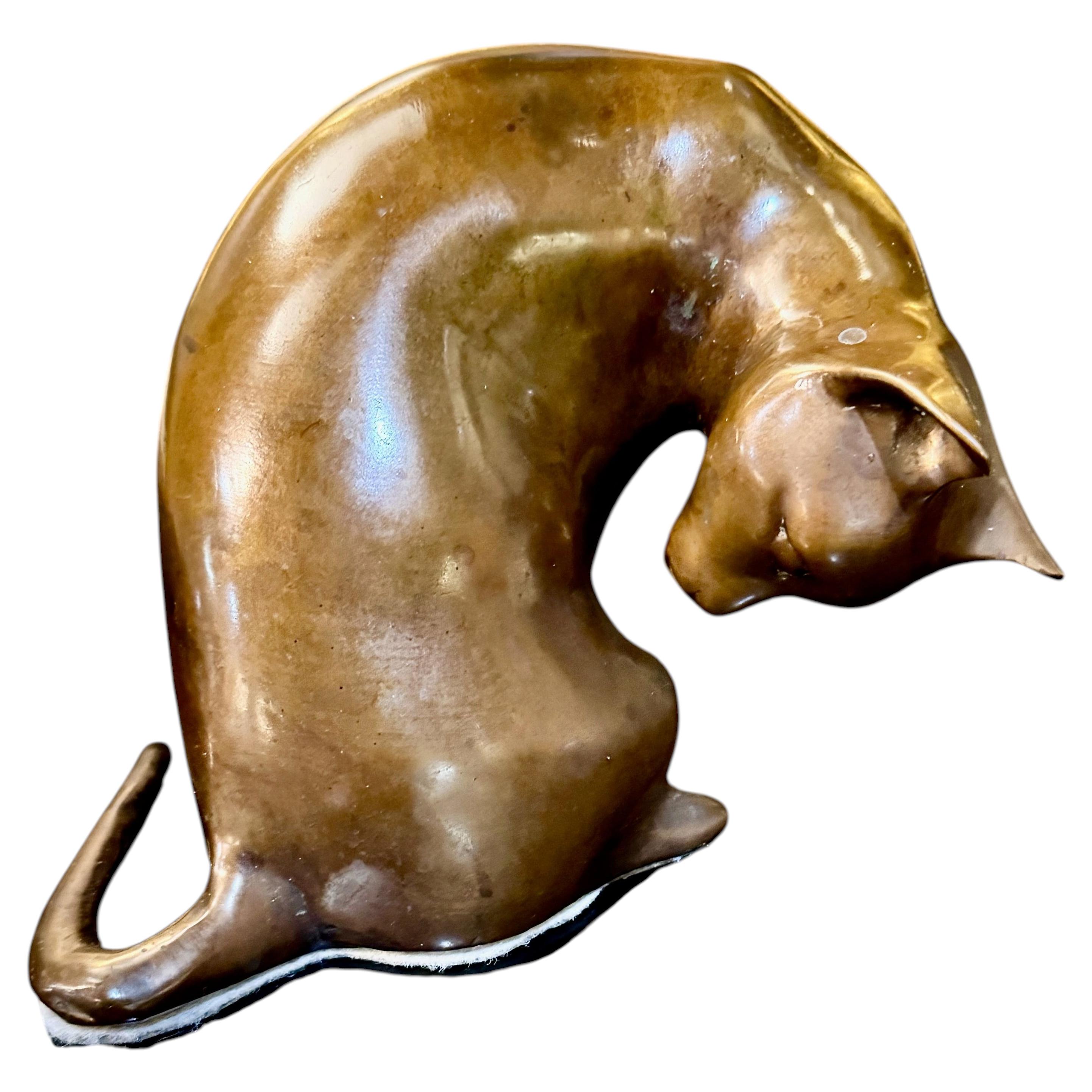 Bronze Sculpture of a Cat, Deco Style