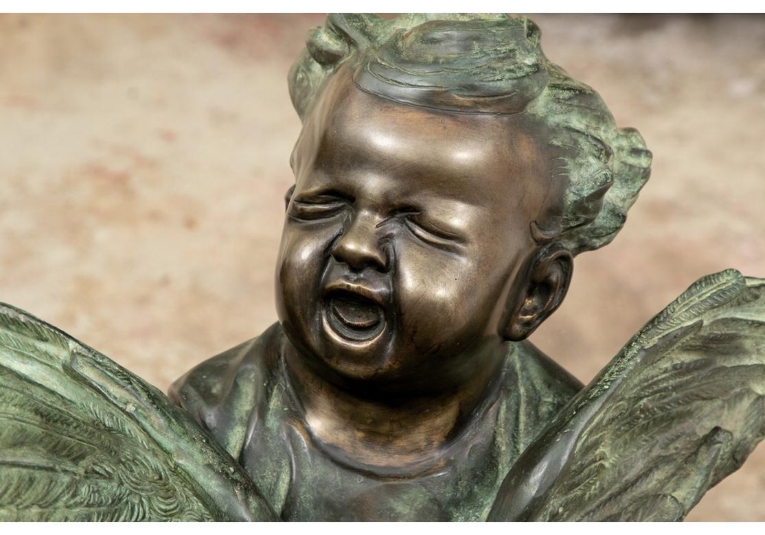 Bronze-Skulptur eines Kindes, das einen unruhigen Hahn hält im Zustand „Gut“ im Angebot in Bridgeport, CT