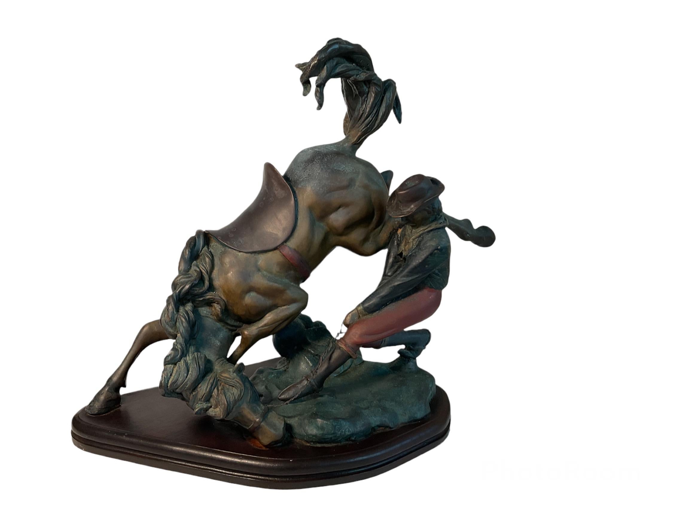 American Classical Bronze Sculpture of a Conquered Bucking Horse For Sale
