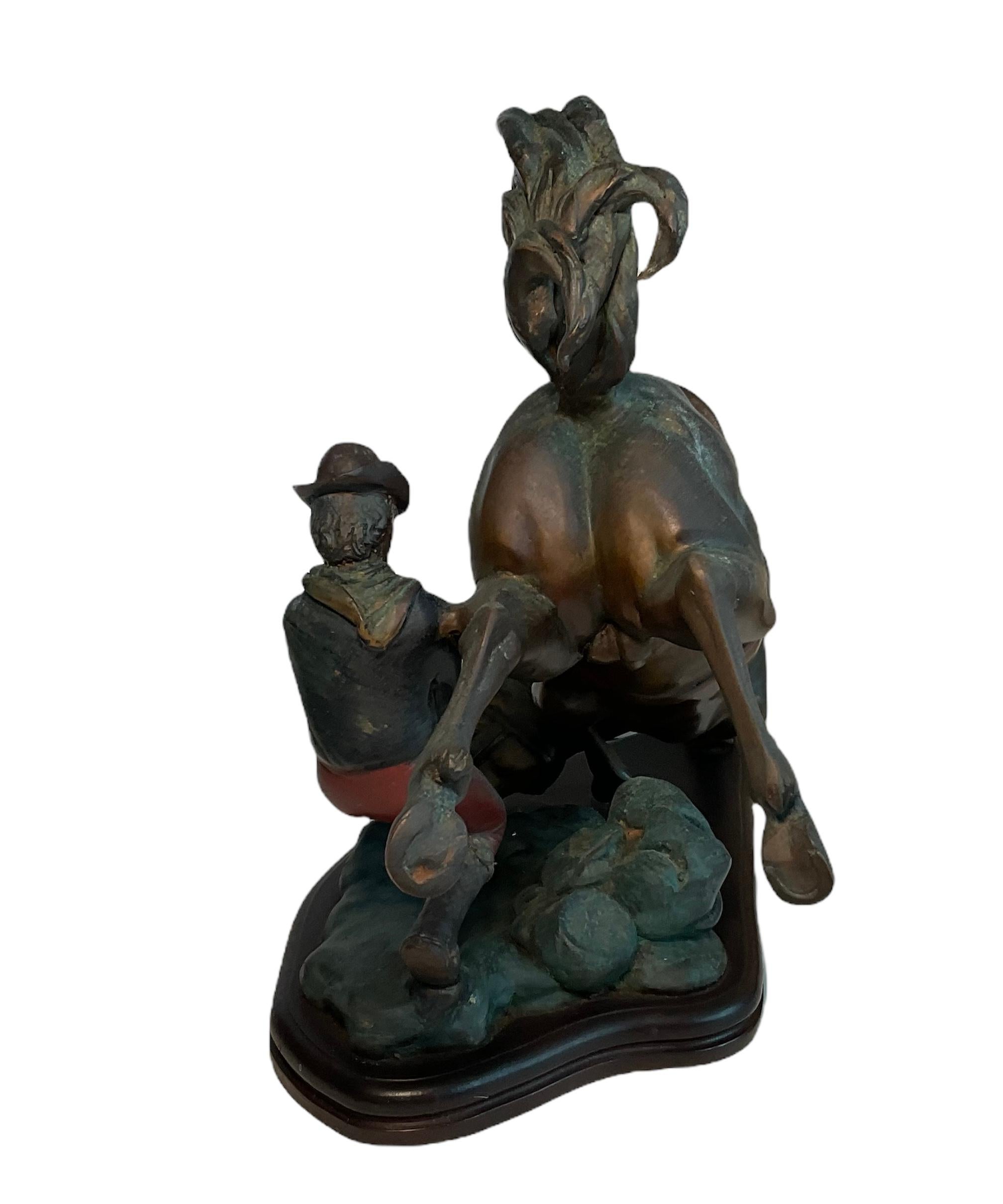 Unknown Bronze Sculpture of a Conquered Bucking Horse For Sale