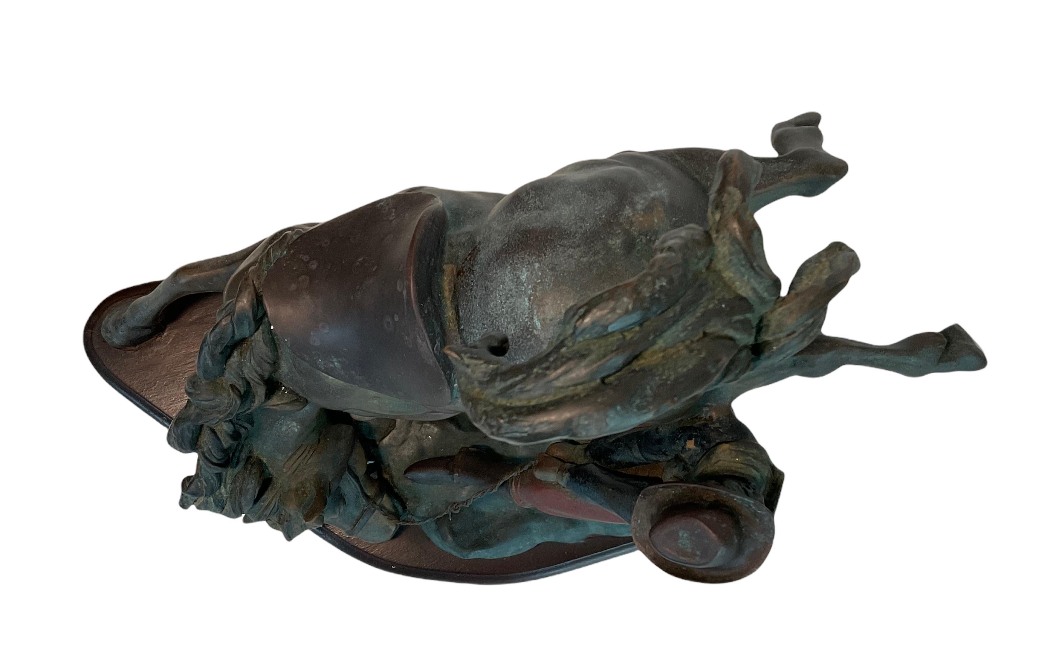 20th Century Bronze Sculpture of a Conquered Bucking Horse For Sale