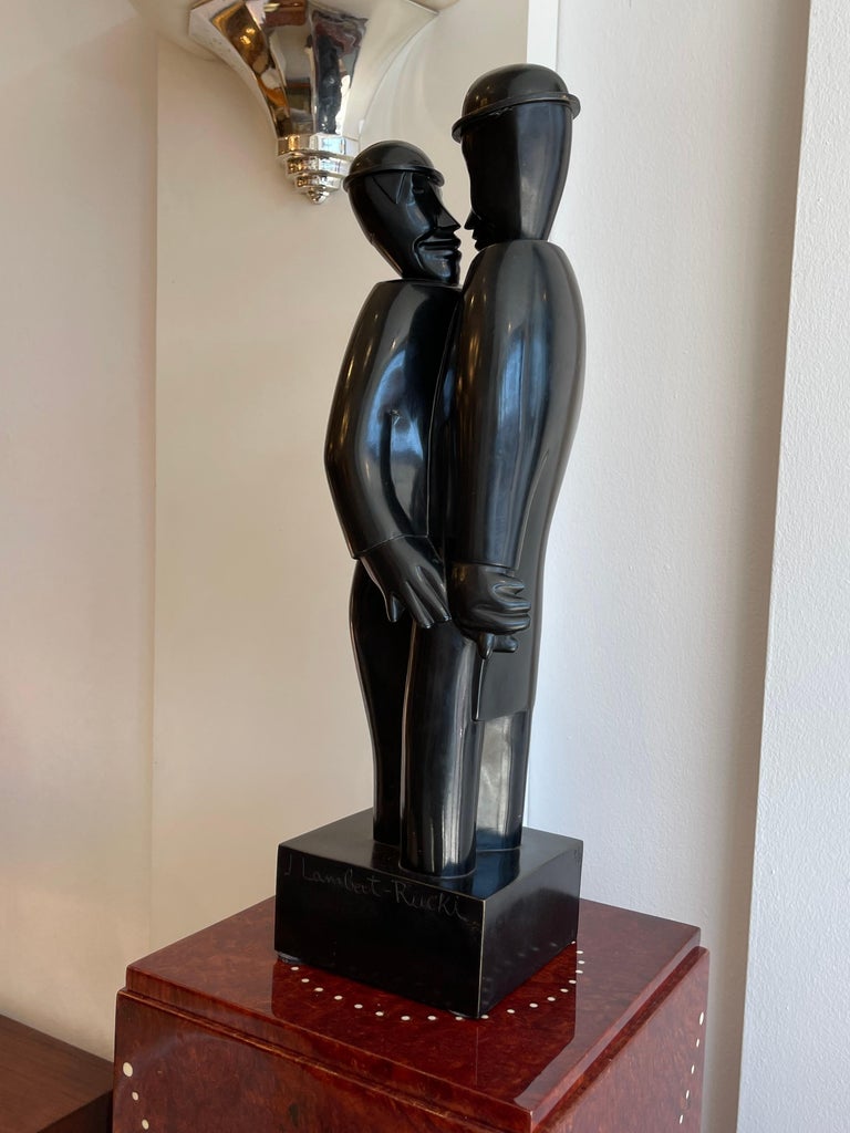 French Art Deco Bronze Sculpture of a Couple by Jean Lambert-Rucki For Sale