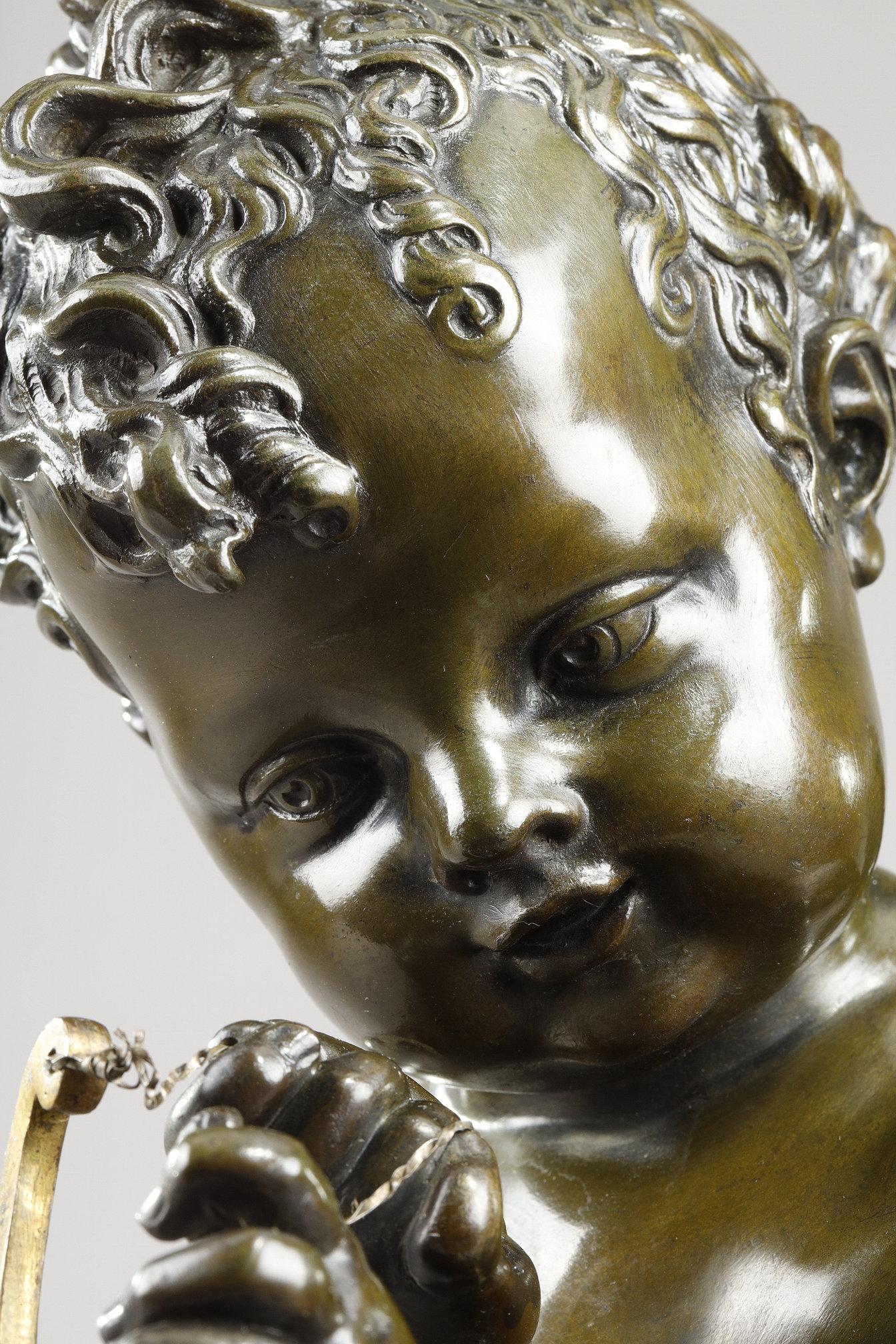 Bronze sculpture of a Cupid, after Lemire For Sale 6