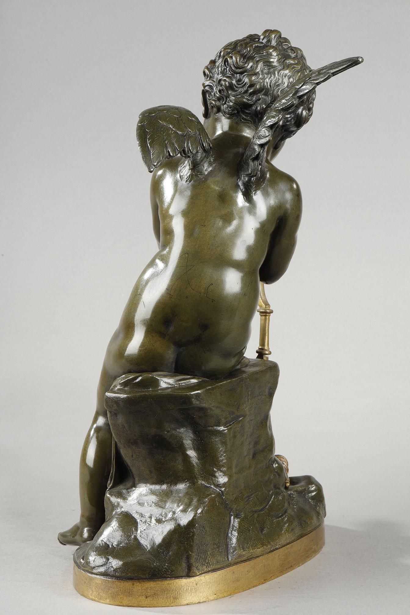 Bronze sculpture of a Cupid, after Lemire For Sale 1