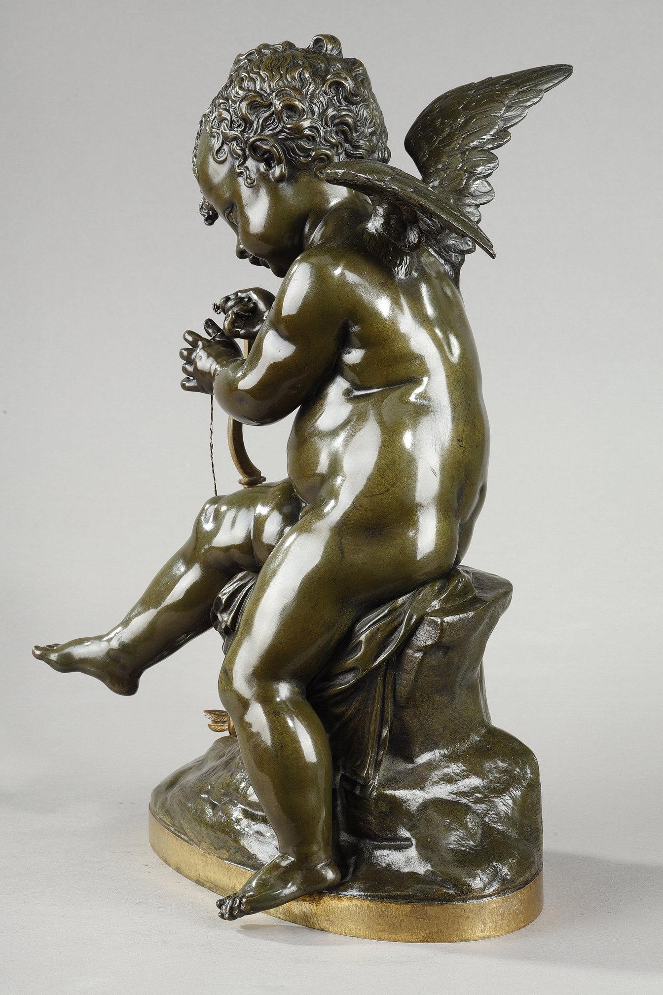 Bronze sculpture of a Cupid, after Lemire For Sale 2