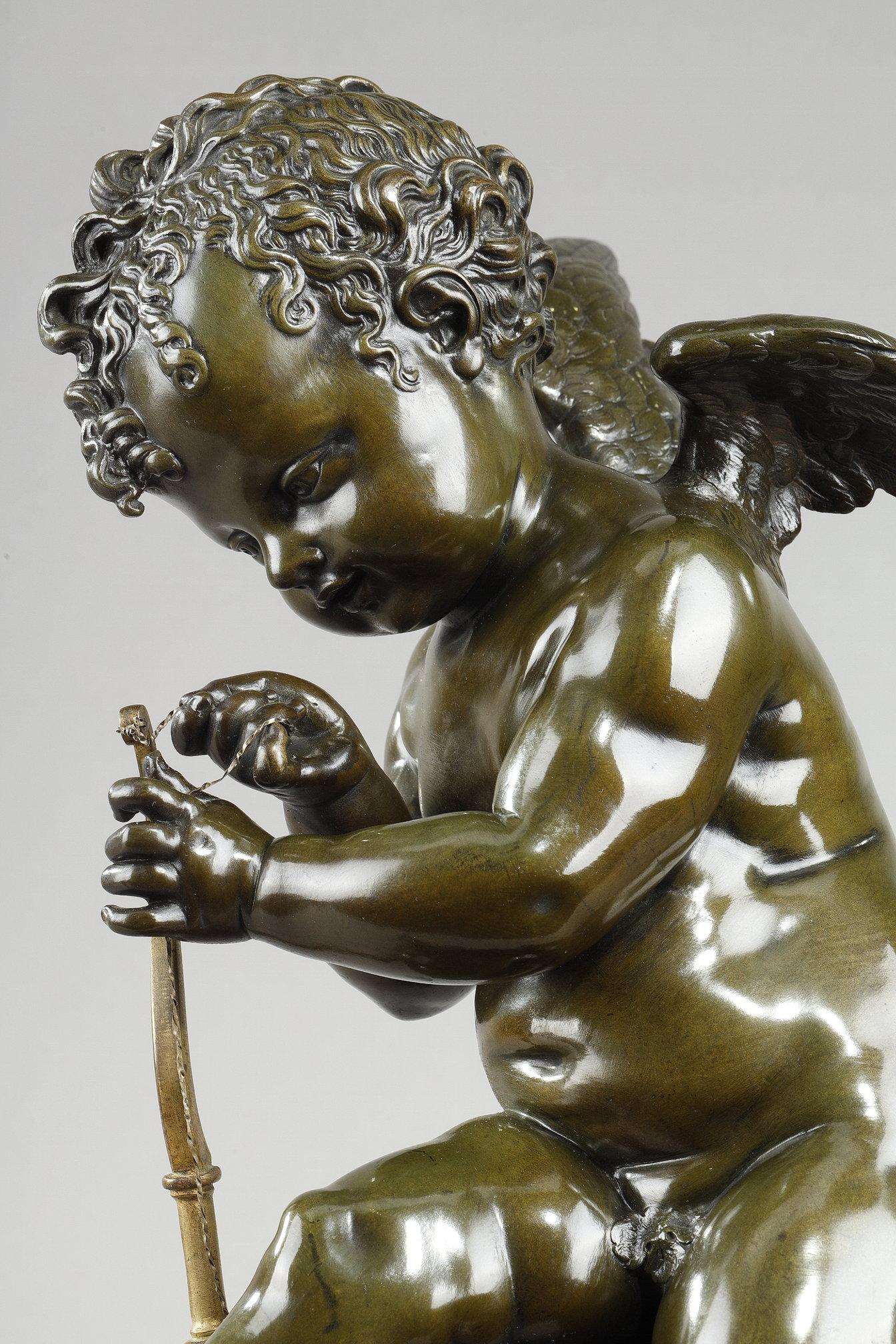 Bronze sculpture of a Cupid, after Lemire For Sale 3