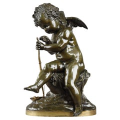 Bronzeskulptur eines Amors aus Bronze, nach Lemire