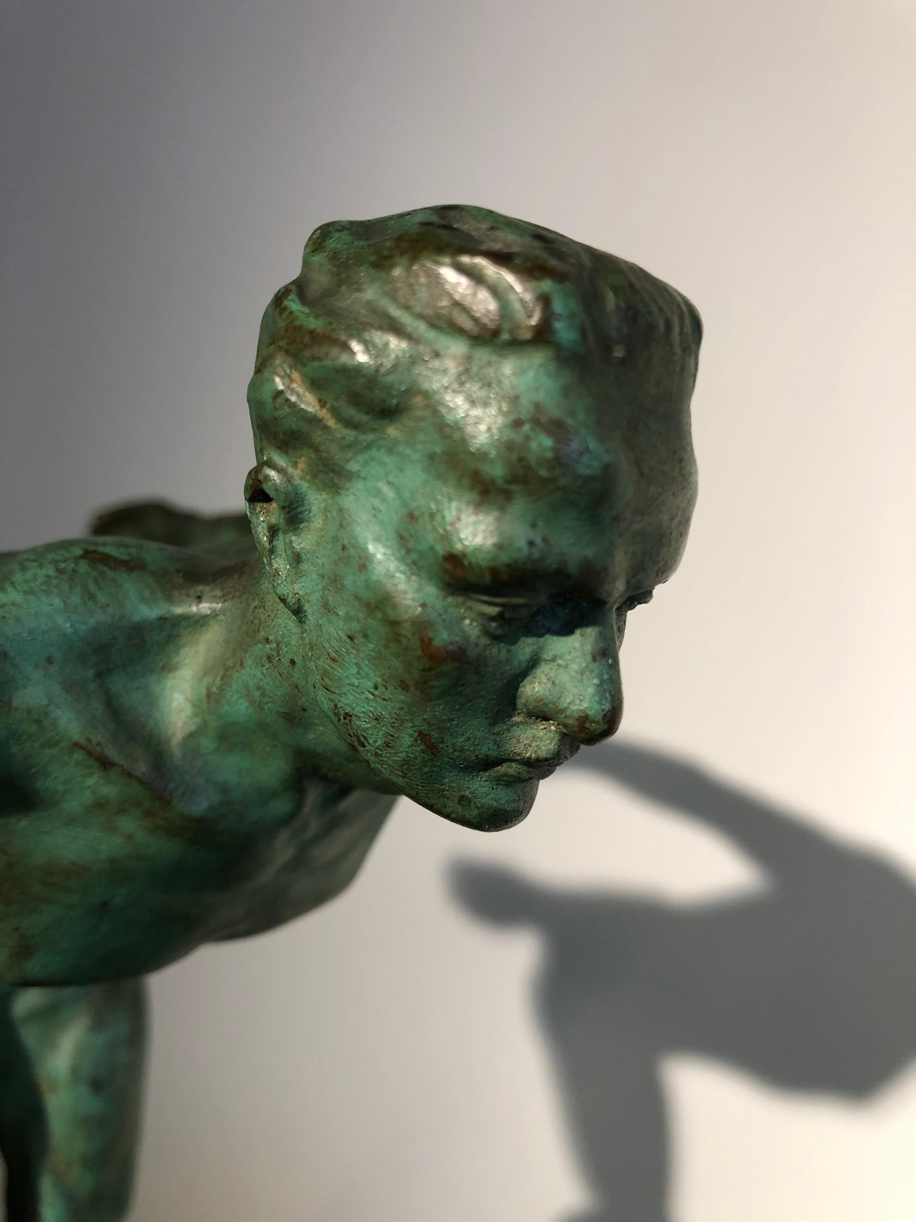 Bronze Sculpture of a Diver by J.Duquet 1