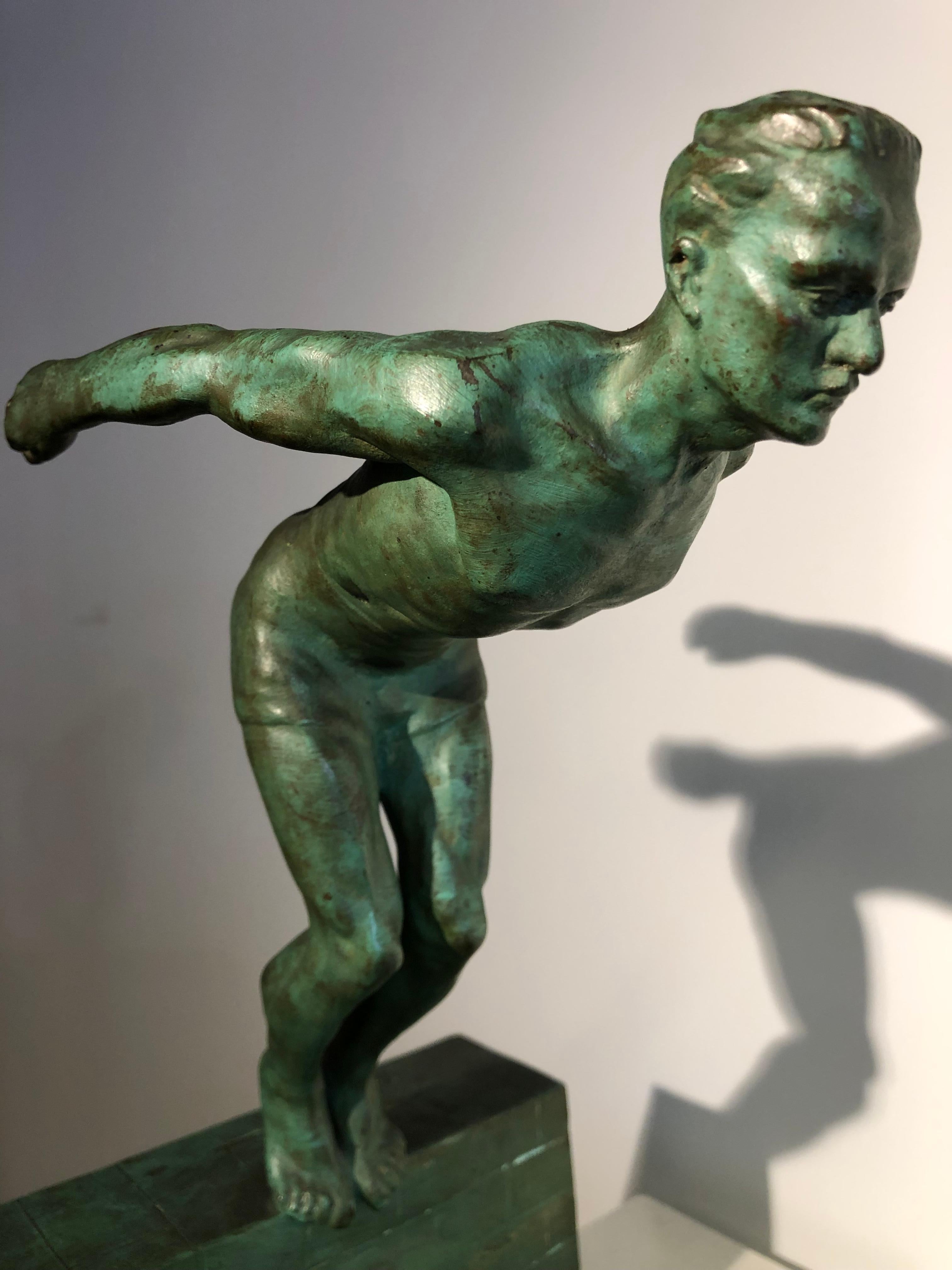 Bronze Sculpture of a Diver by J.Duquet 2