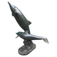 Bronze Sculpture of a Dolphin and Her Calf
