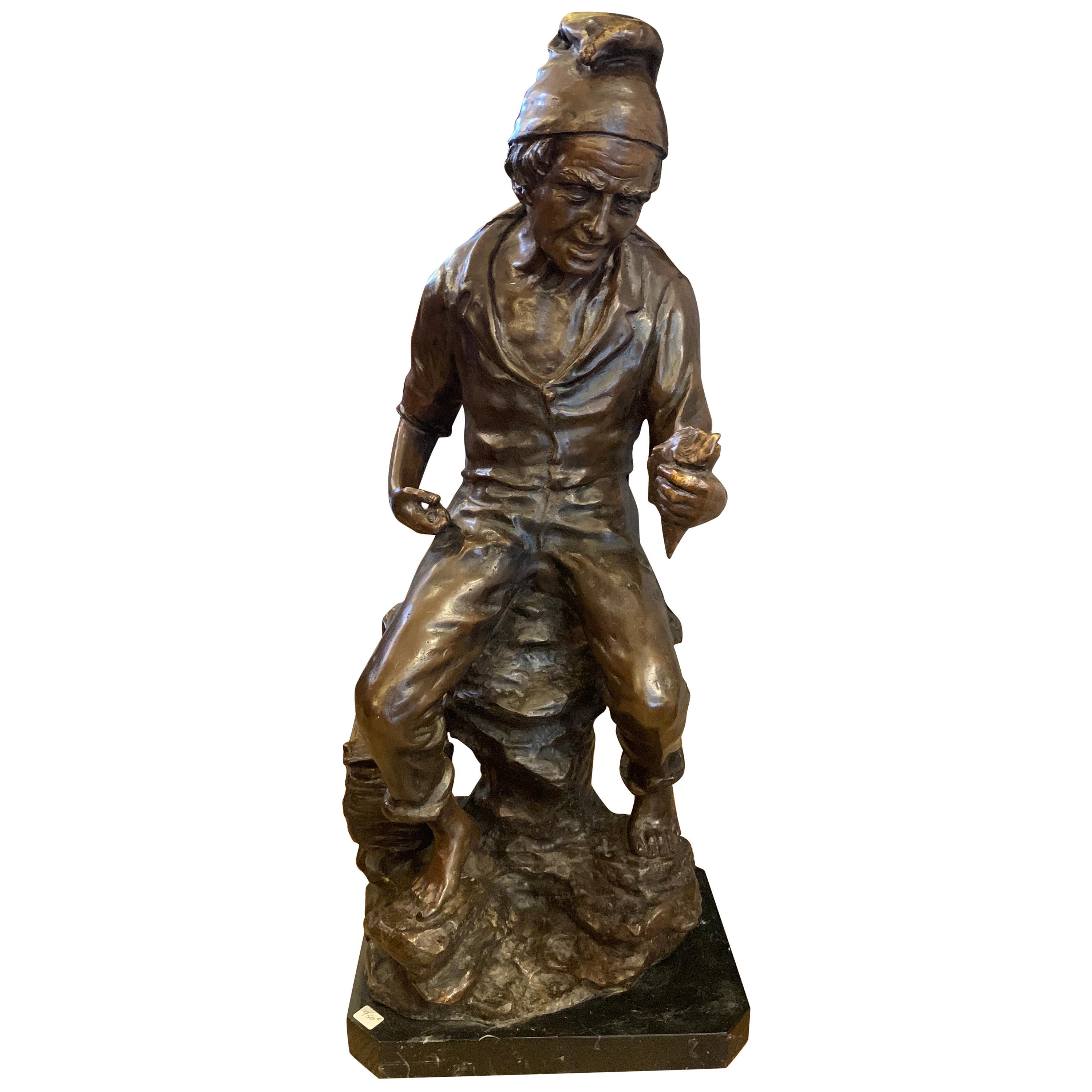 Bronze Sculpture of a Fisherman