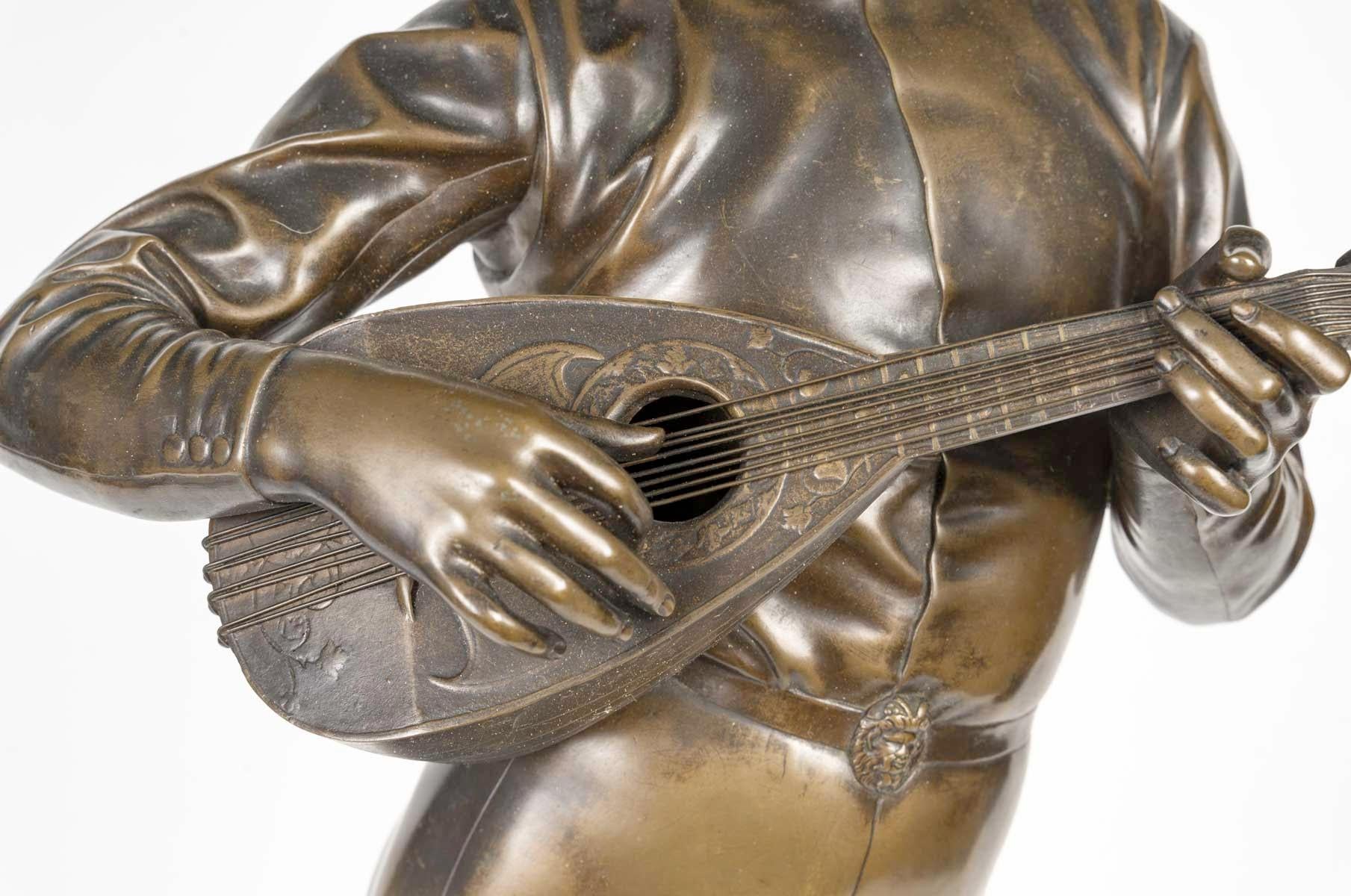 Napoléon III Sculpture en bronze d'une chanteuse Florentine par Paul Dubois, 19e siècle.