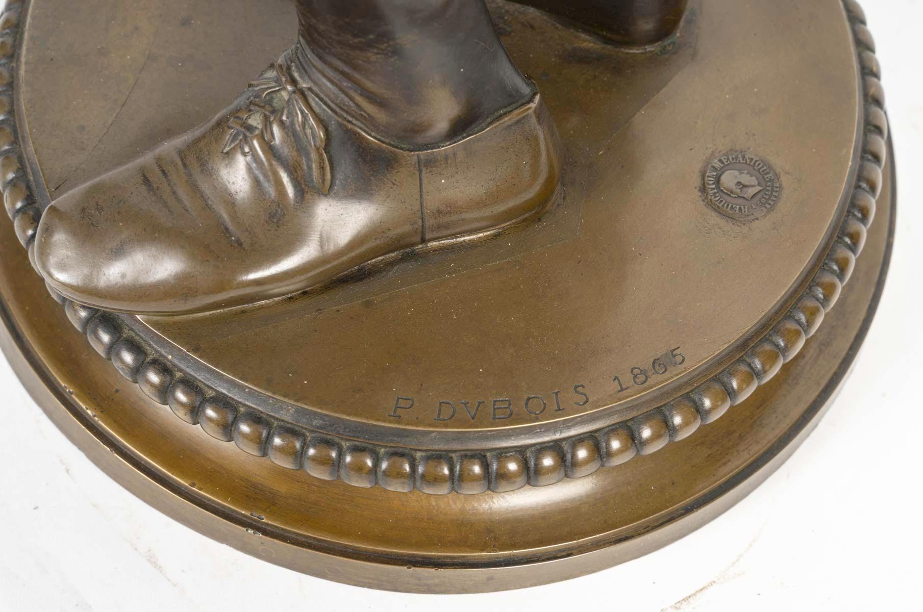 Sculpture en bronze d'une chanteuse Florentine par Paul Dubois, 19e siècle. 1