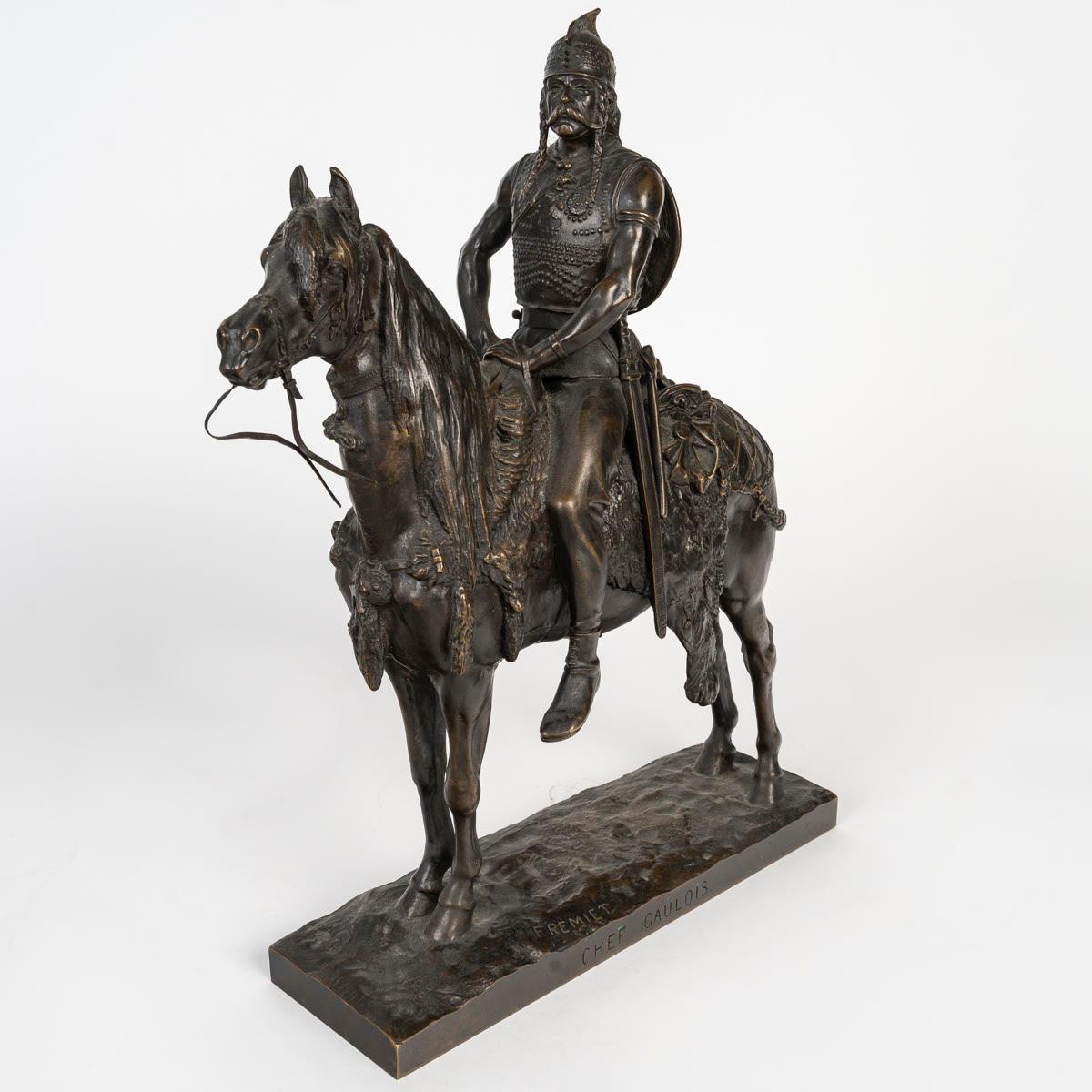 Napoleone III Scultura in bronzo di un capo gallico, firmata FREMIET. in vendita