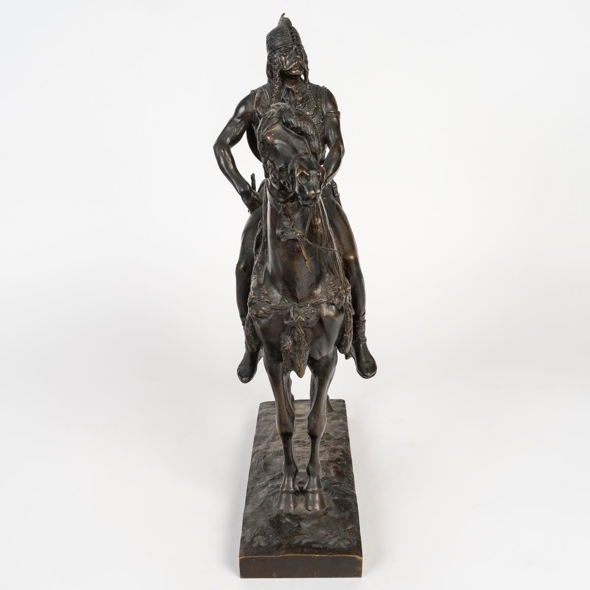 Francese Scultura in bronzo di un capo gallico, firmata FREMIET. in vendita
